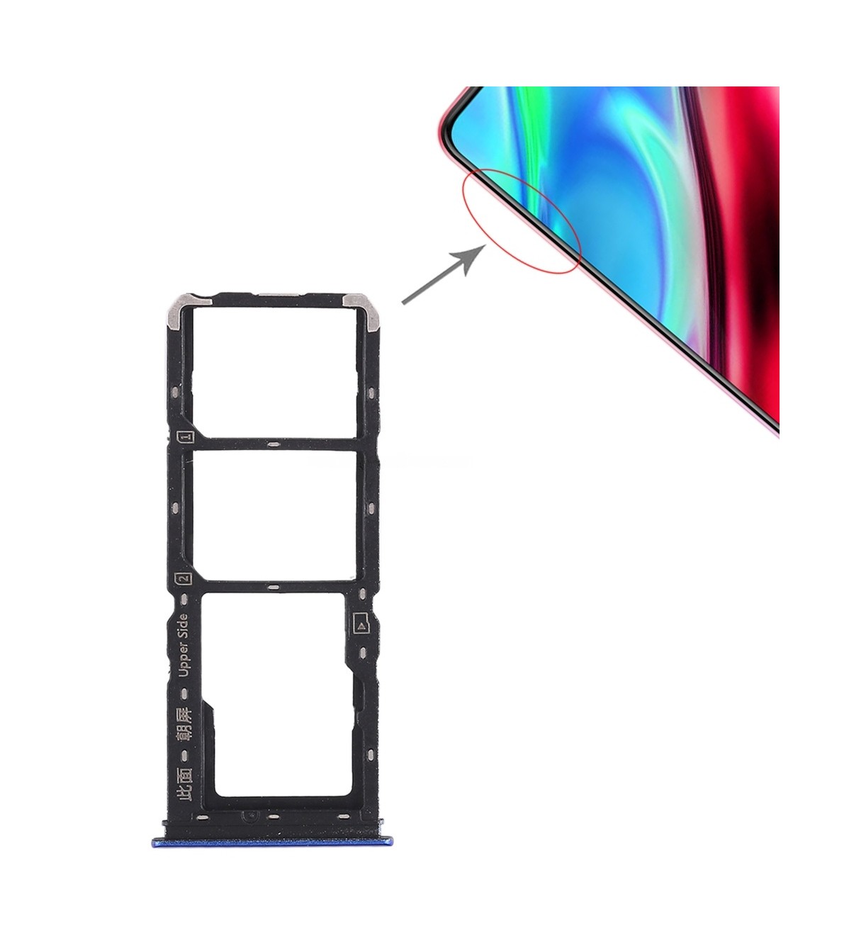 For Vivo Y93 2 x SIM Card Tray + Micro SD Card Tray (Blue)