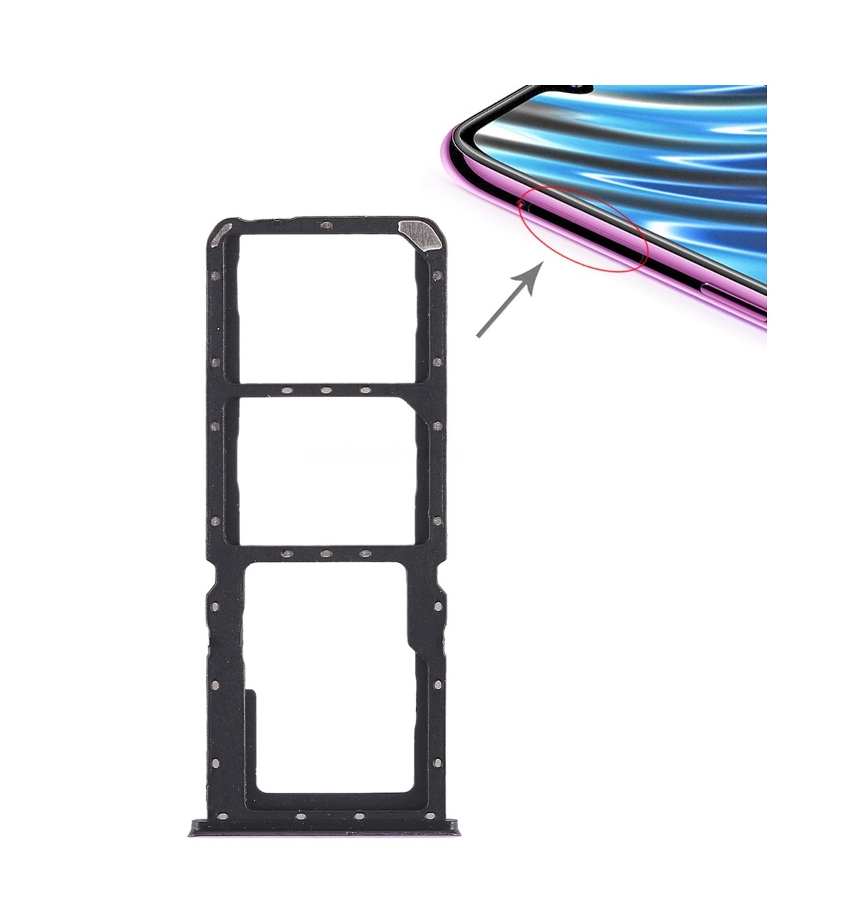 For OPPO A7x / F9 / F9 Pro / Realme 2 Pro 2 x SIM Card Tray + Micro SD Card Tray (Purple)