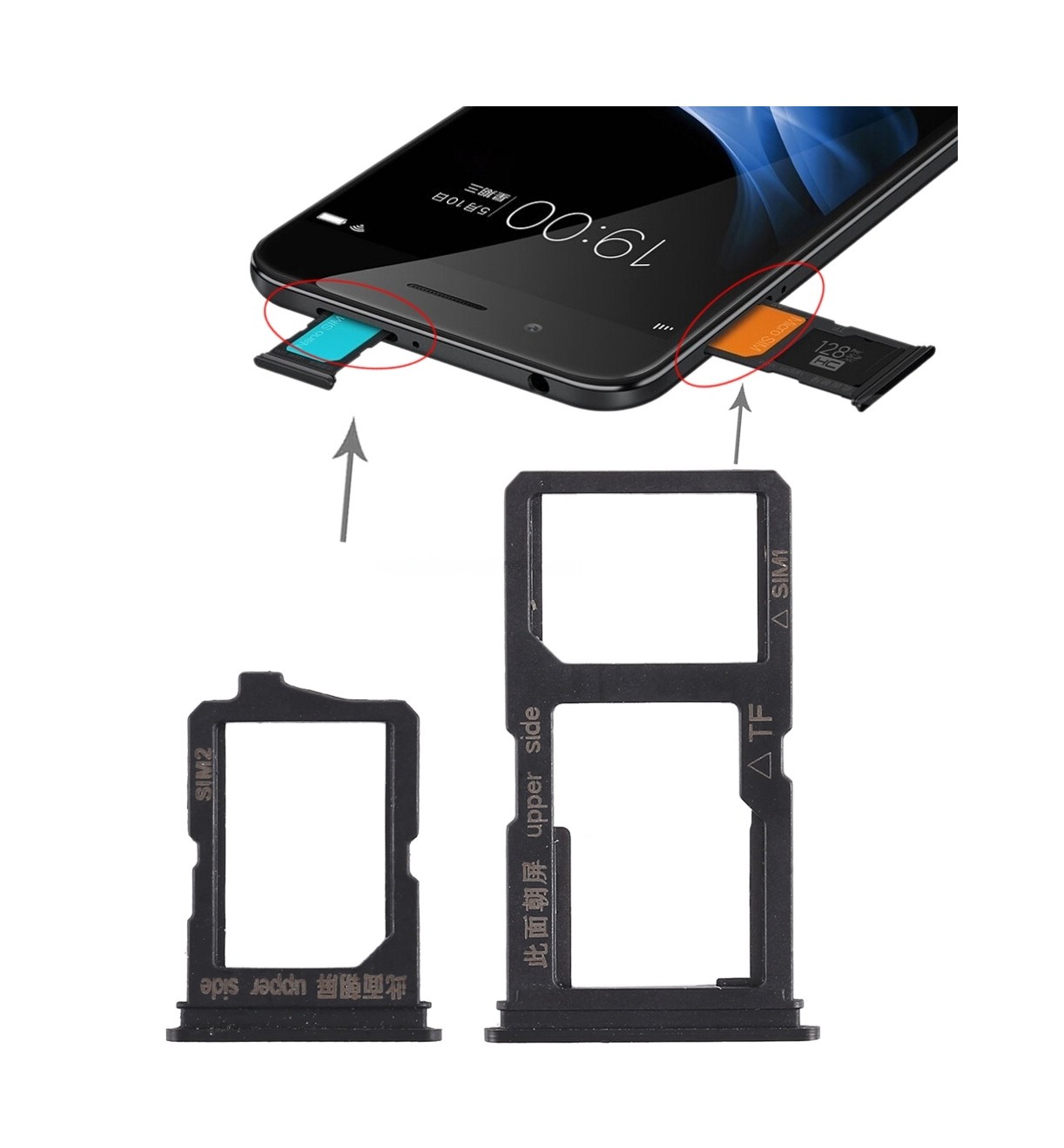 For Vivo Y66 2 x SIM Card Tray + Micro SD Card Tray (Black)