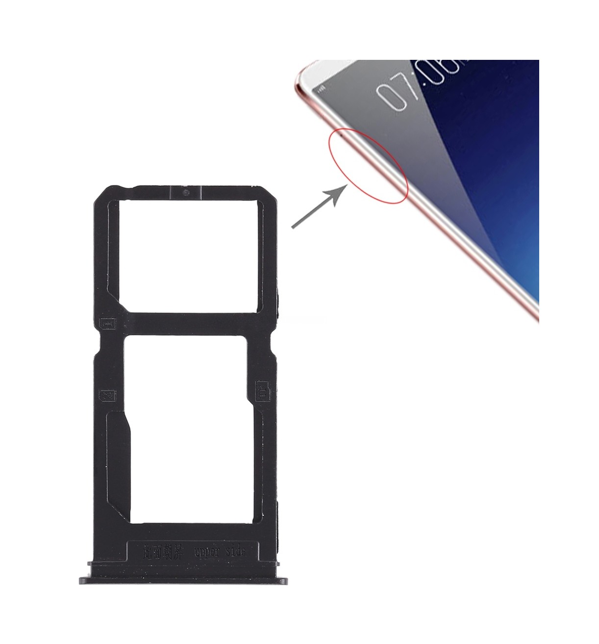 For Vivo X20 Plus SIM Card Tray + SIM Card Tray / Micro SD Card Tray (Black)