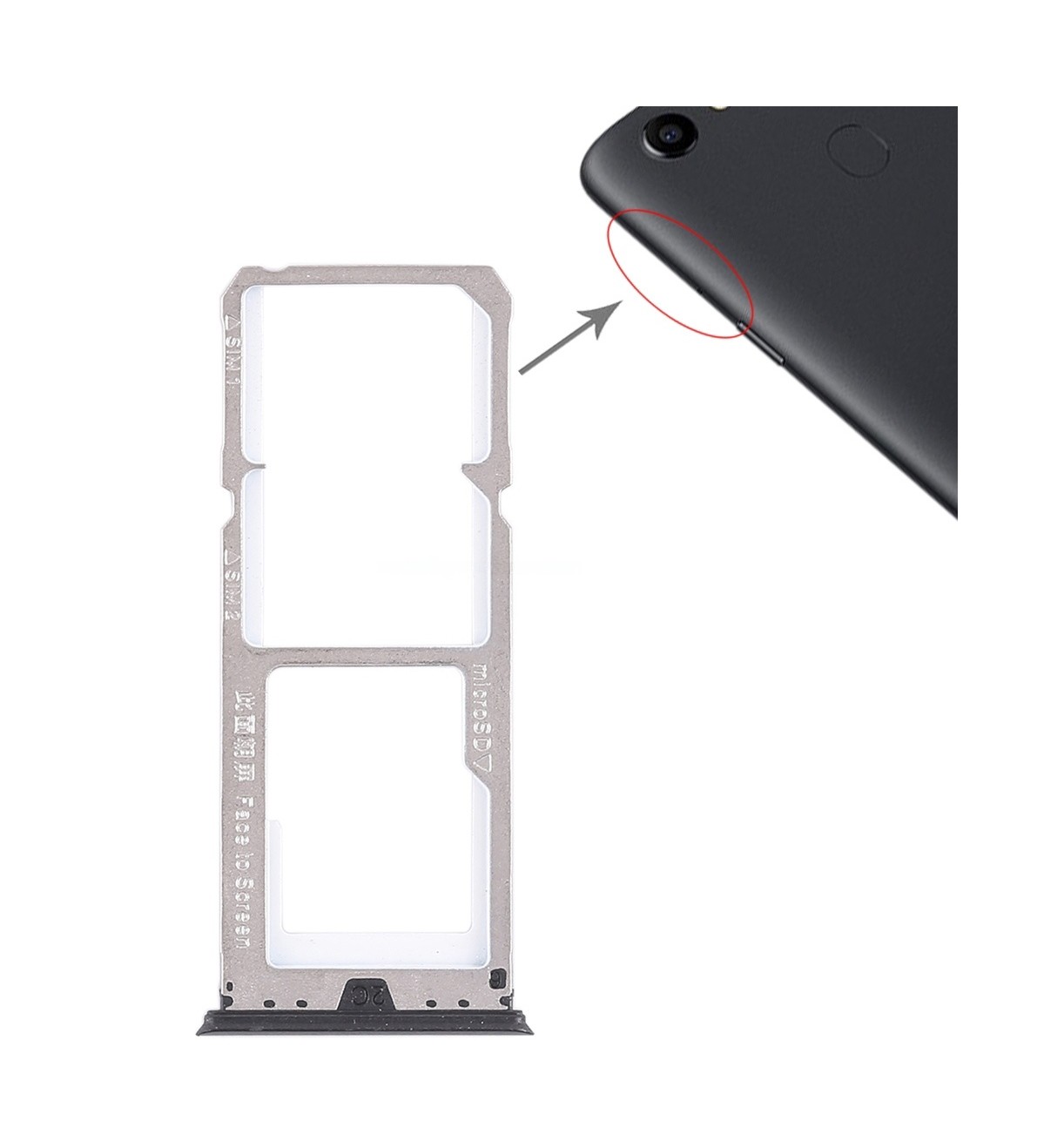 For OPPO A73 / F5 2 x SIM Card Tray + Micro SD Card Tray (Black)