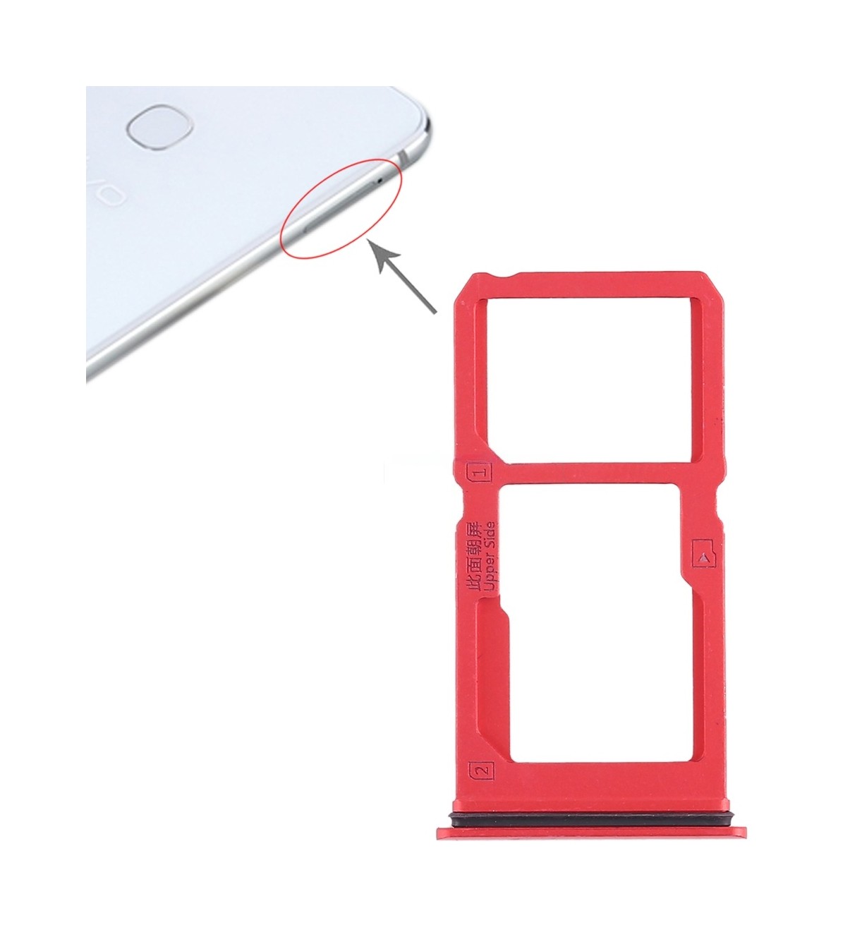 For Vivo X21i SIM Card Tray + SIM Card Tray / Micro SD Card Tray (Red)