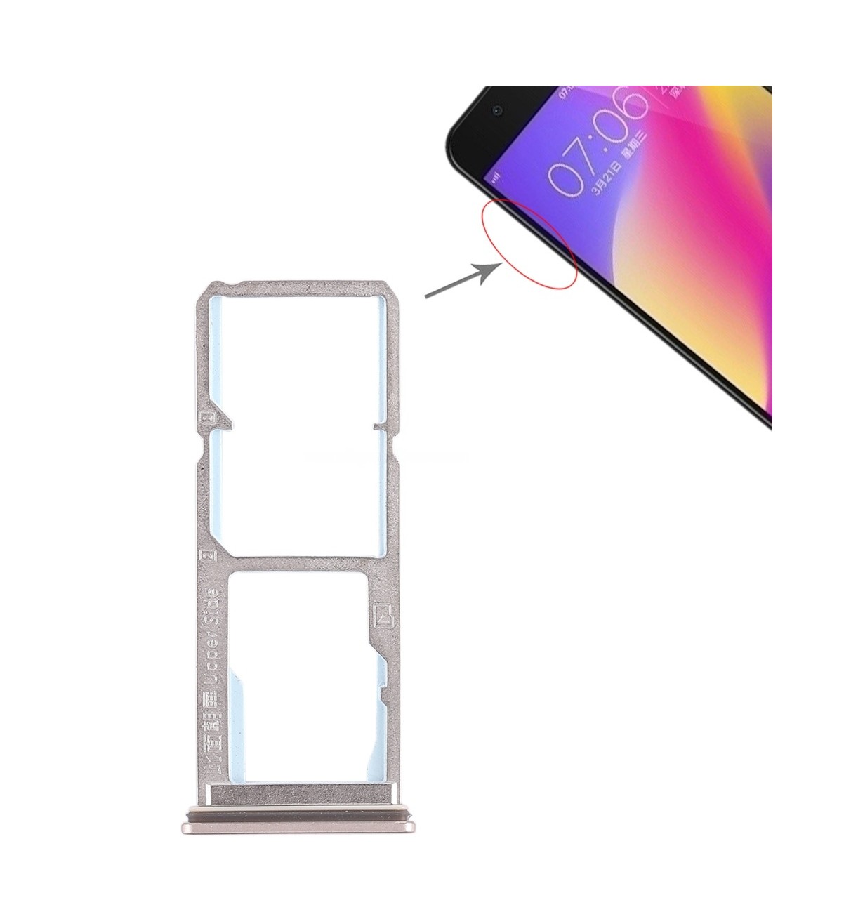 For Vivo Y69 2 x SIM Card Tray + Micro SD Card Tray (Gold)