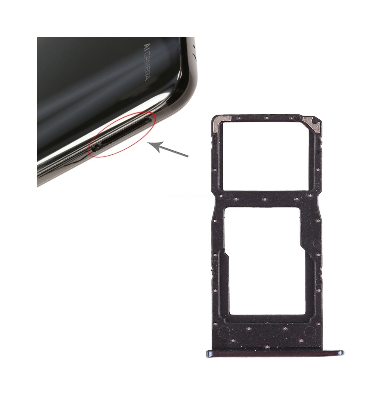 SIM Card Tray + SIM Card Tray / Micro SD Card Tray for Huawei Honor 10 Lite / P smart (2019)(Blue)