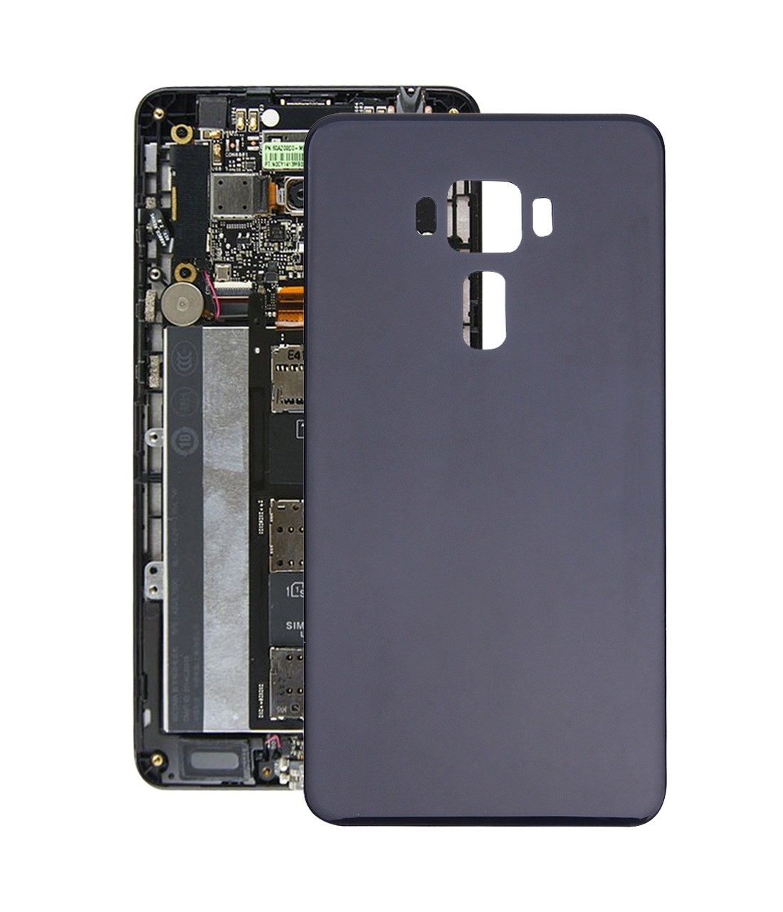 Glass Back Battery Cover for ASUS ZenFone 3 / ZE520KL 5.2 inch(Black)