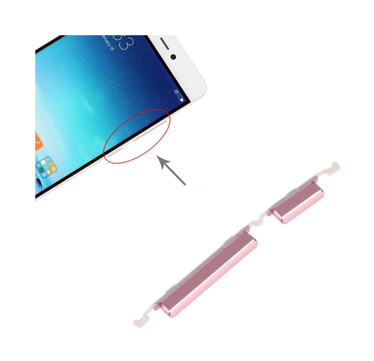 Power Button and Volume Control Button for Xiaomi Mi 5s(Pink)