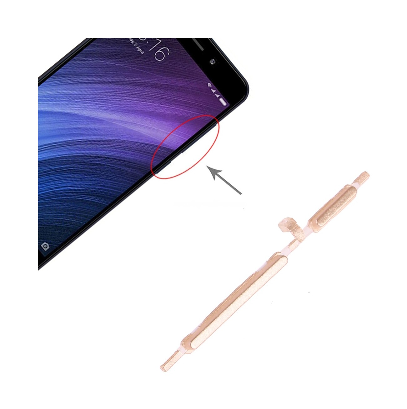 Power Button and Volume Control Button for Xiaomi Redmi 4A(Gold)
