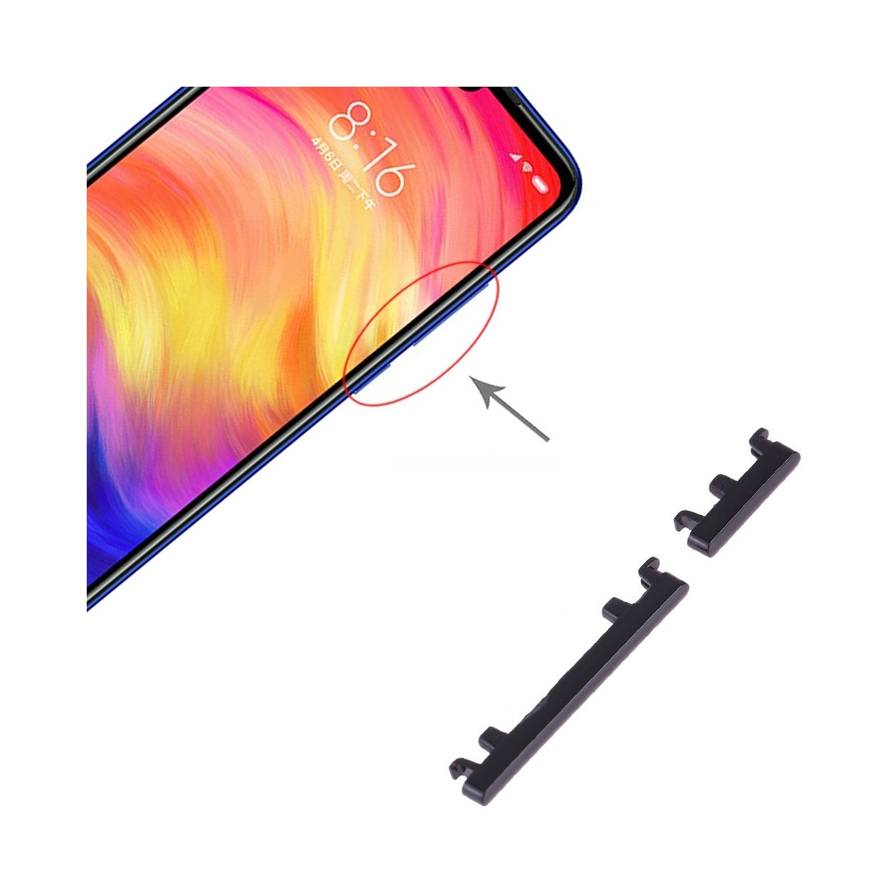 Power Button and Volume Control Button for Xiaomi Redmi Note 7 Pro / Redmi Note 7(Black)