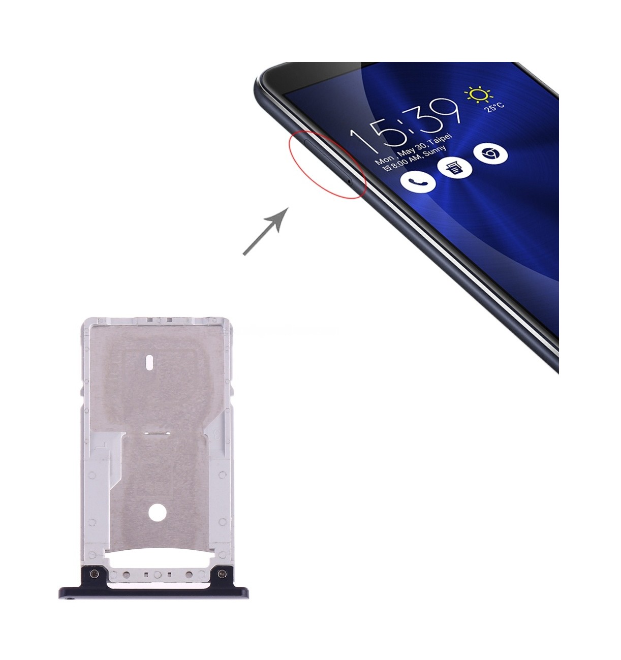 SIM Card Tray + SIM Card Tray / Micro SD Card Tray for Asus Zenfone 3 ZE552KL / ZC500TL / ZE520KL(Dark Blue)