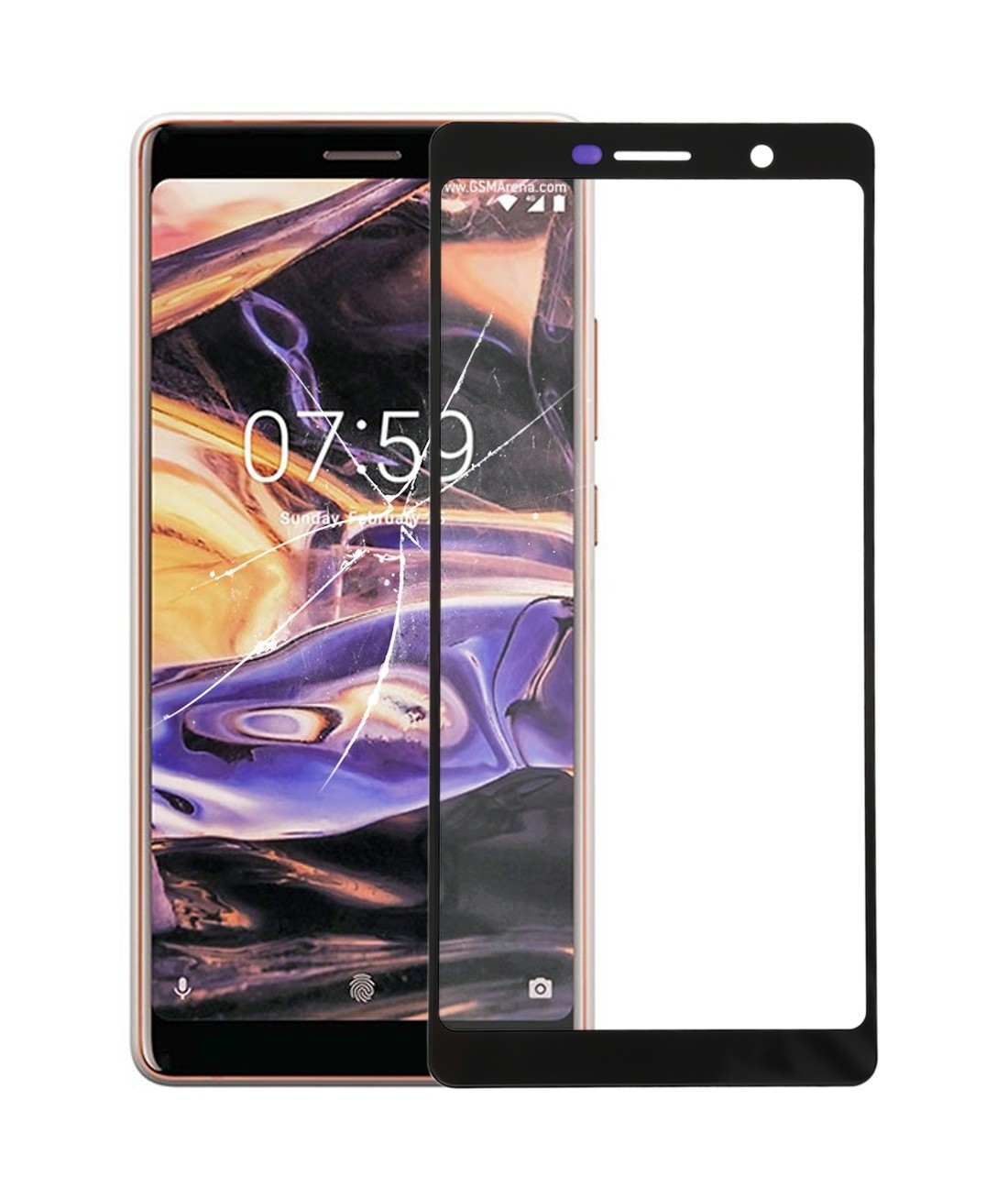 Front Screen Outer Glass Lens for Nokia 7 Plus / E9 Plus (Black)