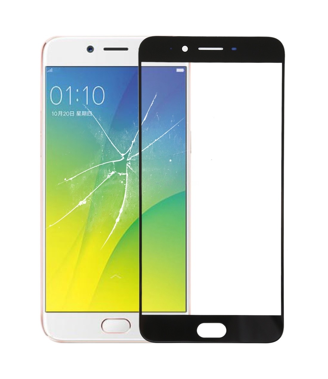 For OPPO R9s Plus Front Screen Outer Glass Lens (Black)