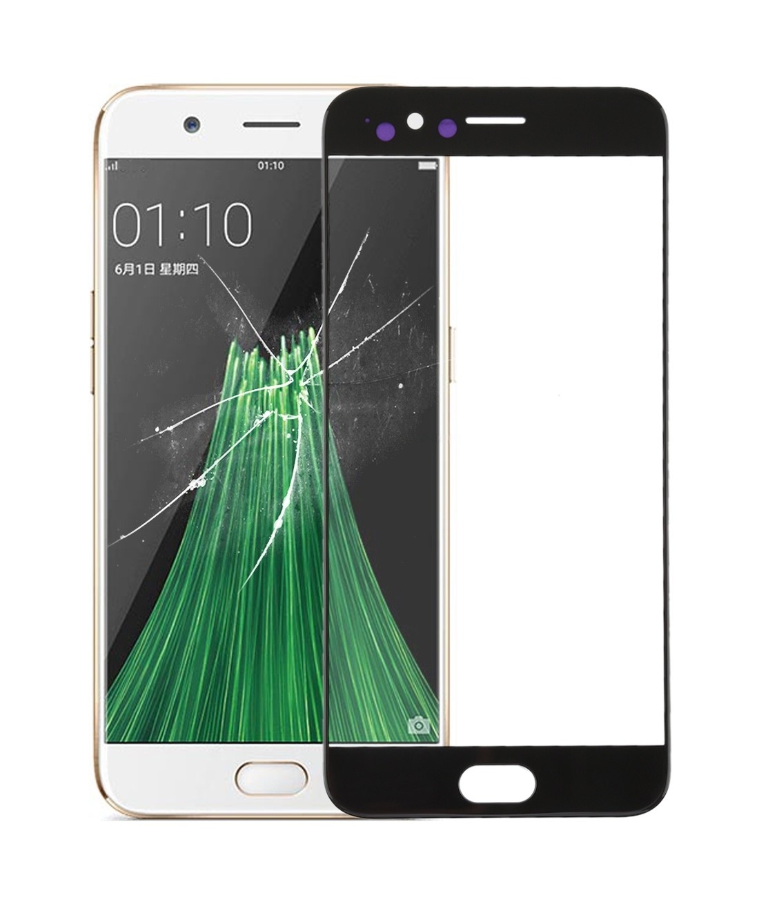 For OPPO R11 Front Screen Outer Glass Lens (Black)