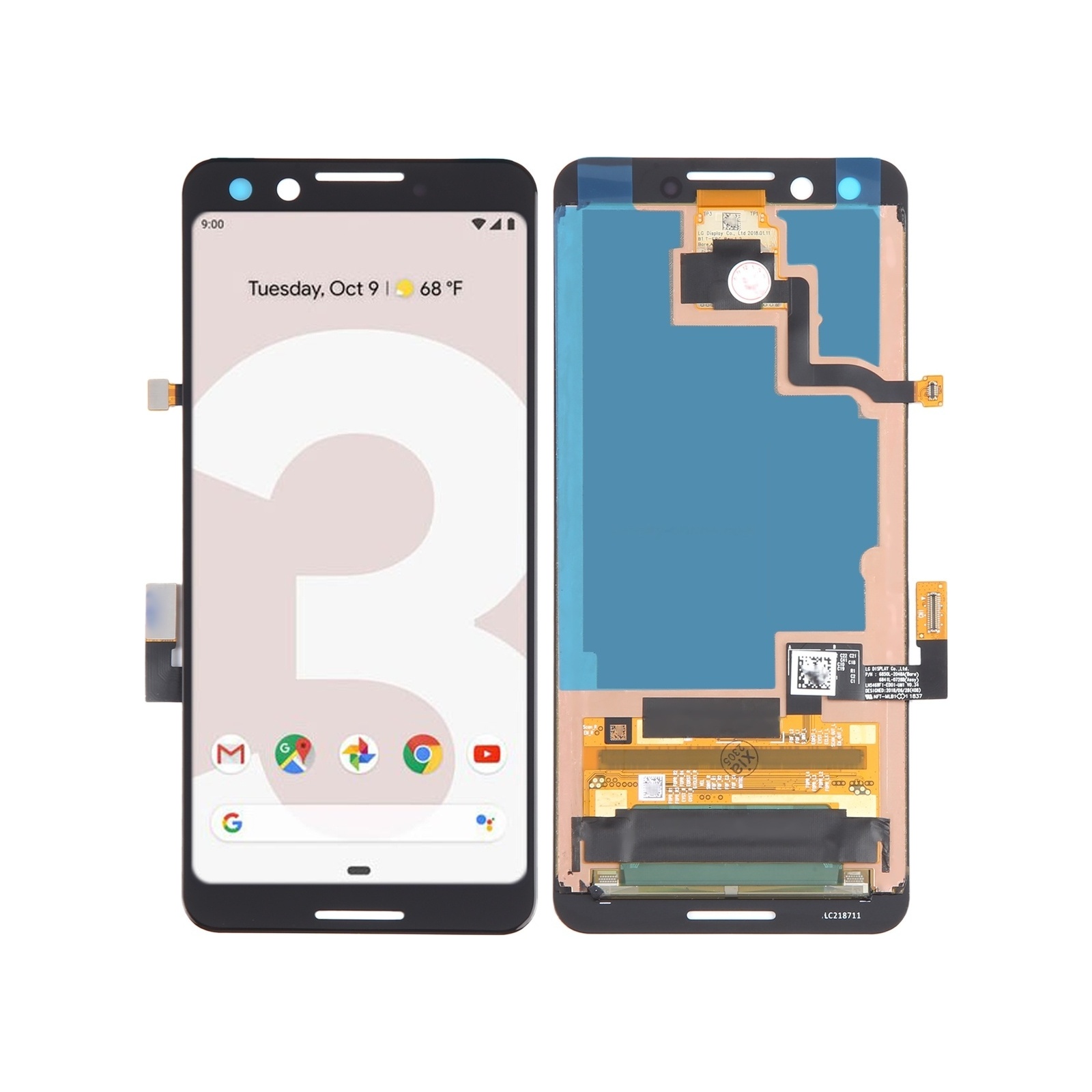 OEM LCD Screen for Google Pixel 3 with Digitizer Full Assembly (Black)