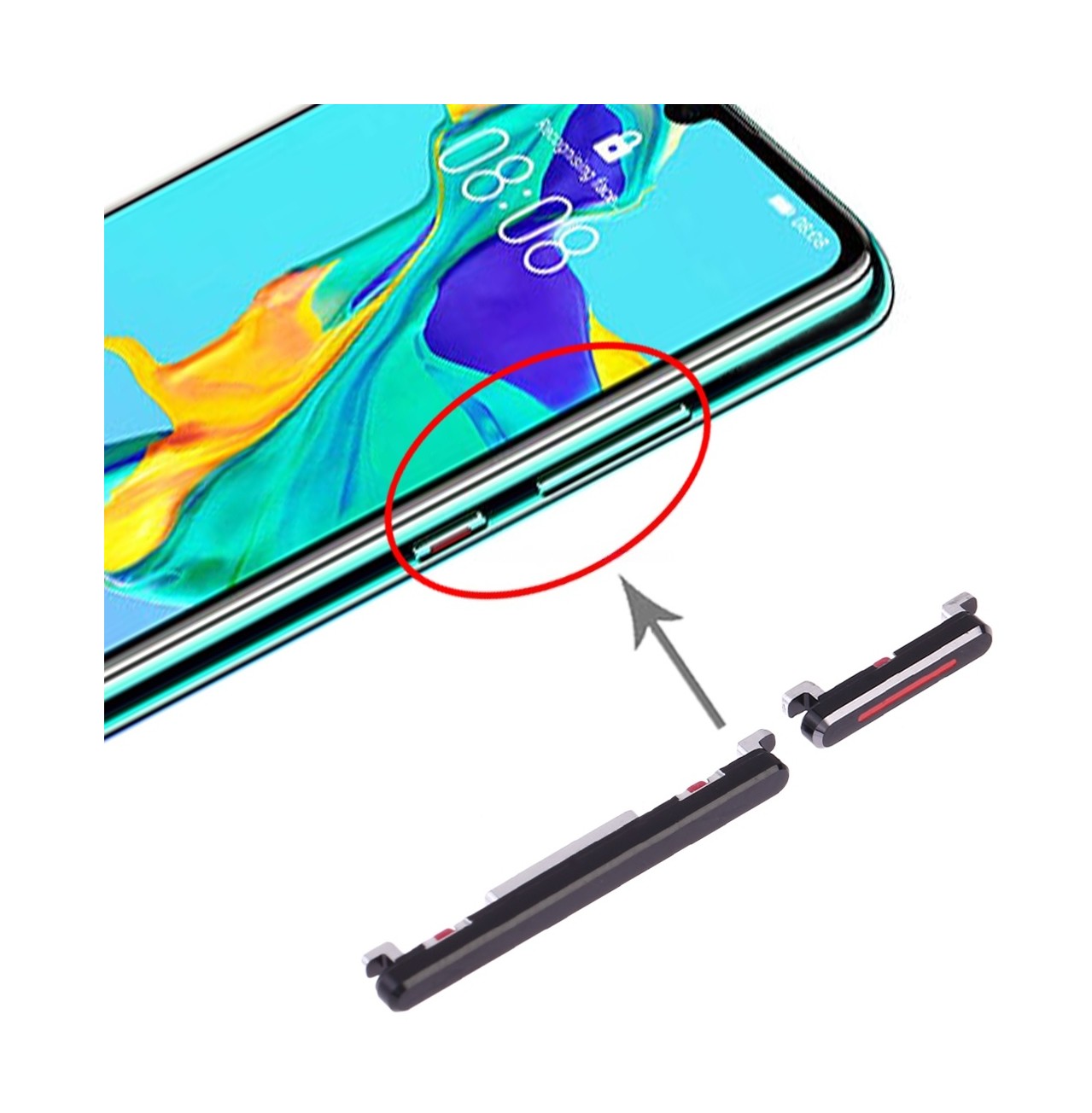 For Huawei P30 Power Button and Volume Control Button (Black)