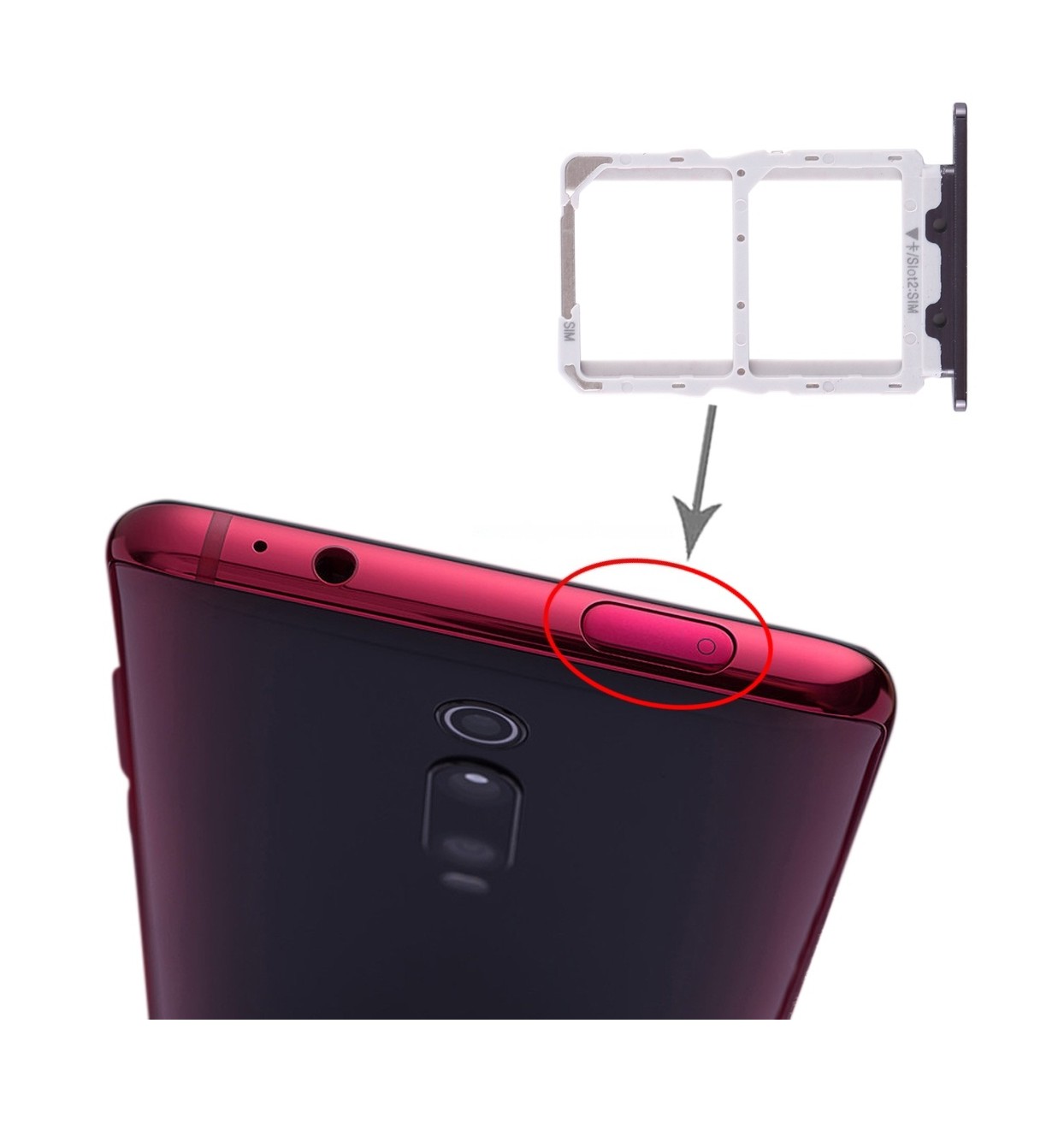 SIM Card Tray + SIM Card Tray for Xiaomi Redmi K20 / K20 Pro / Mi 9T / Mi 9T Pro(Black)