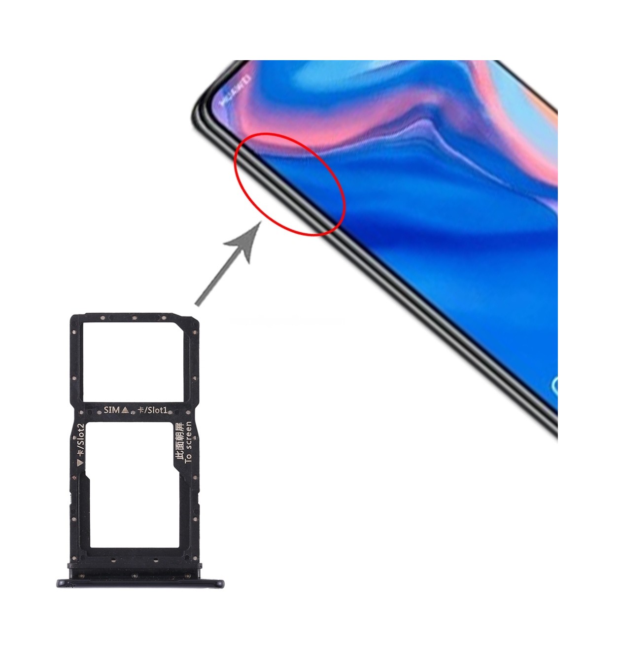 SIM Card Tray + SIM Card Tray / Micro SD Card Tray for Huawei P Smart Z / Y9 Prime (2019) (Black)