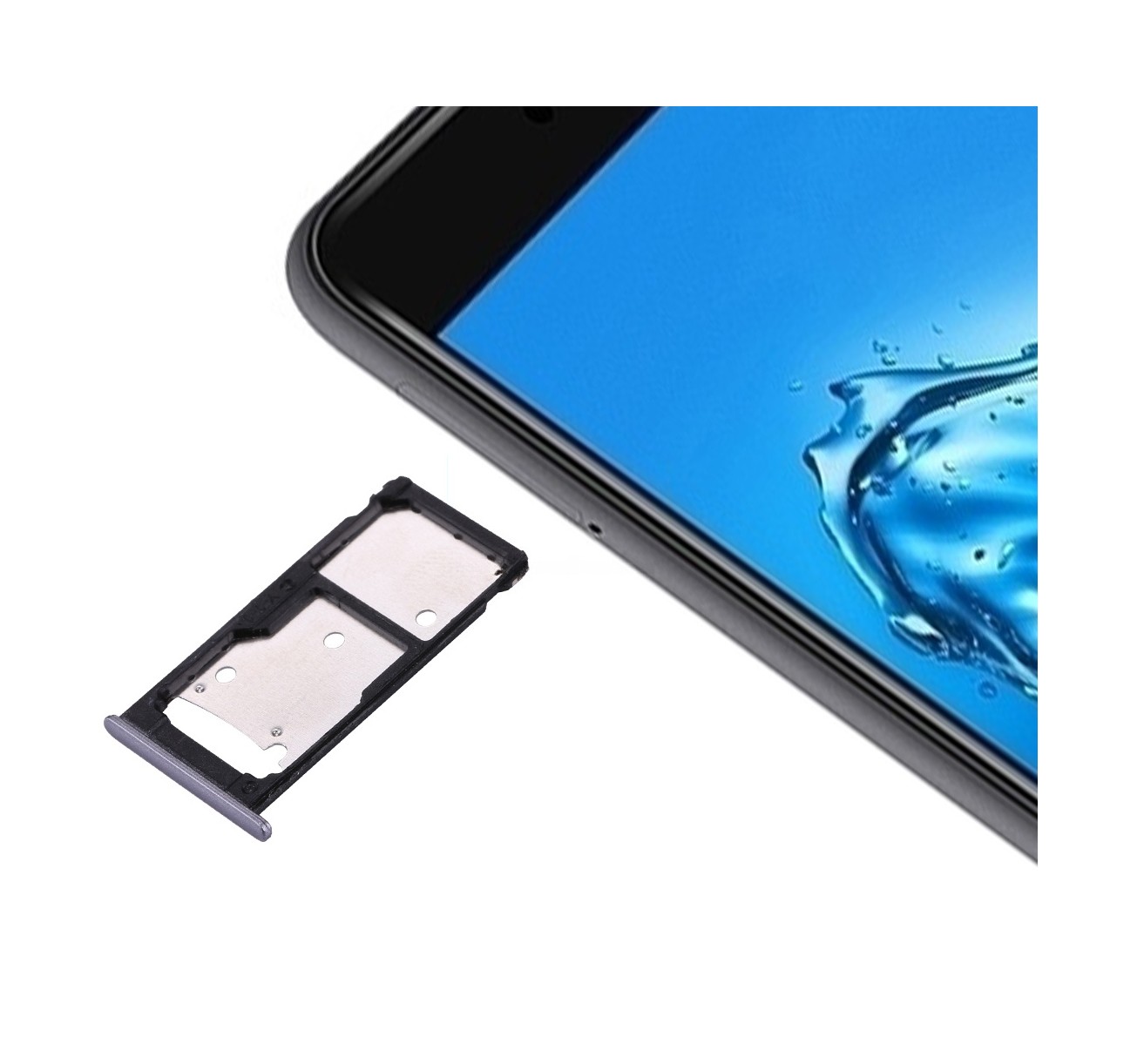 For Huawei Enjoy 7 Plus / Y7 Prime SIM Card Tray & SIM / Micro SD Card Tray(Grey)