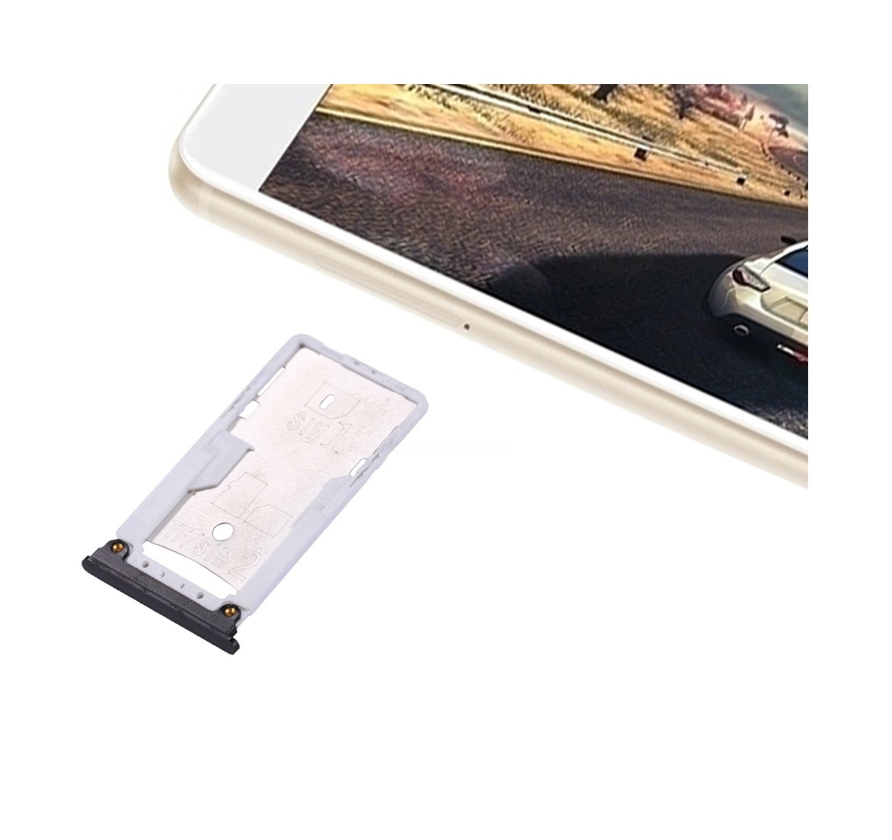 For Xiaomi Mi Max 2 SIM & SIM / TF Card Tray(Black)