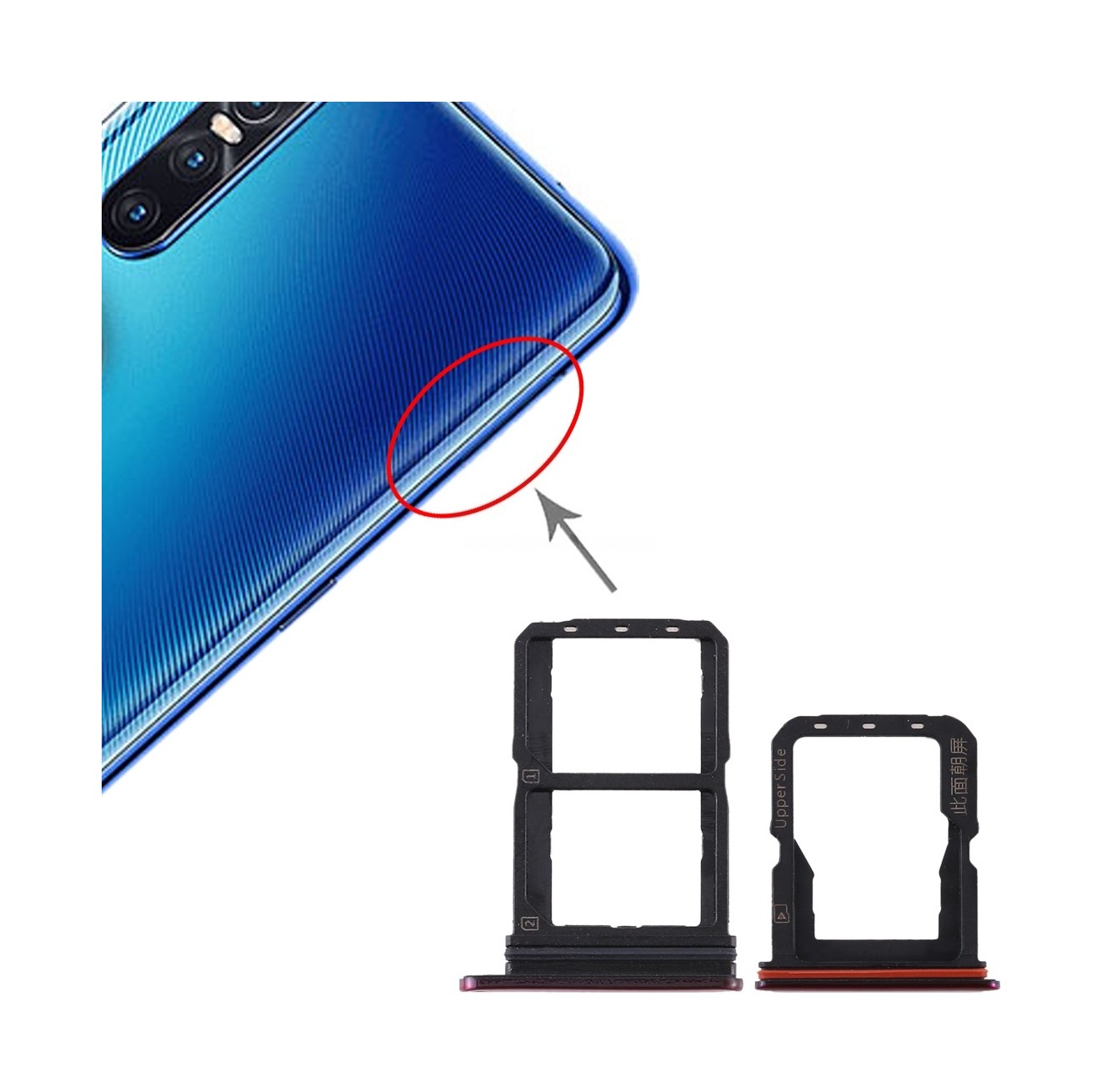 For Vivo S1 Pro SIM Card Tray + SIM Card Tray + Micro SD Card Tray (Red)