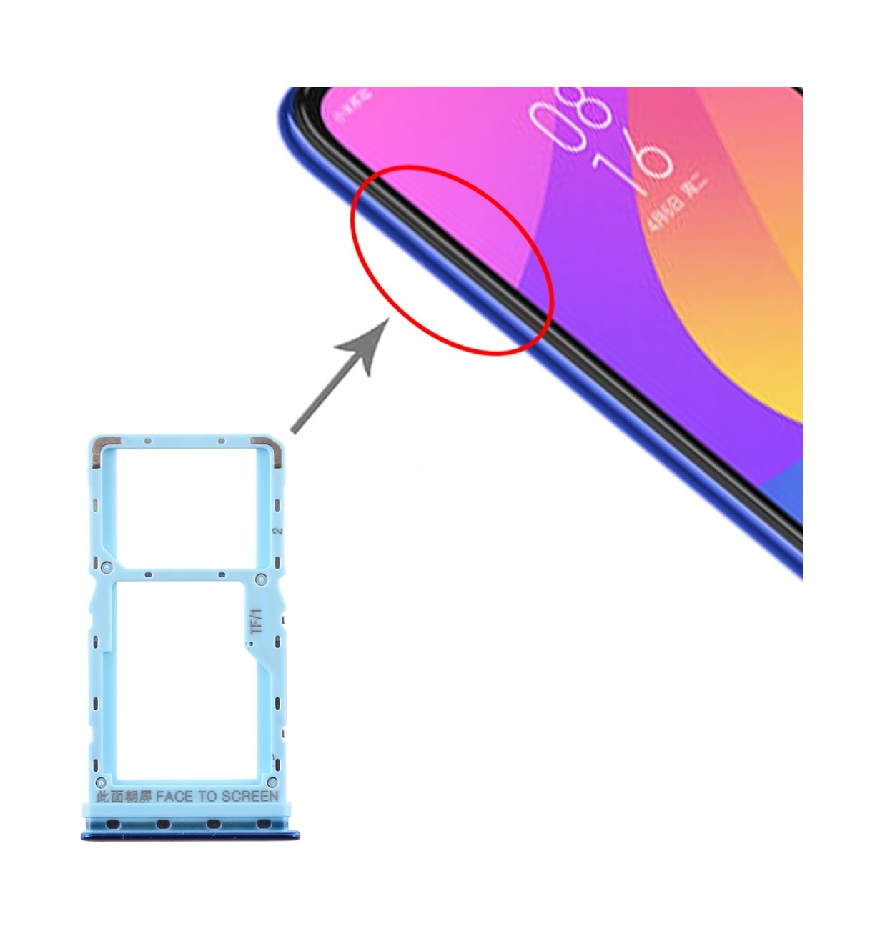 SIM Card Tray + SIM Card Tray / Micro SD Card Tray for Xiaomi Mi CC9e / Mi A3(Blue)