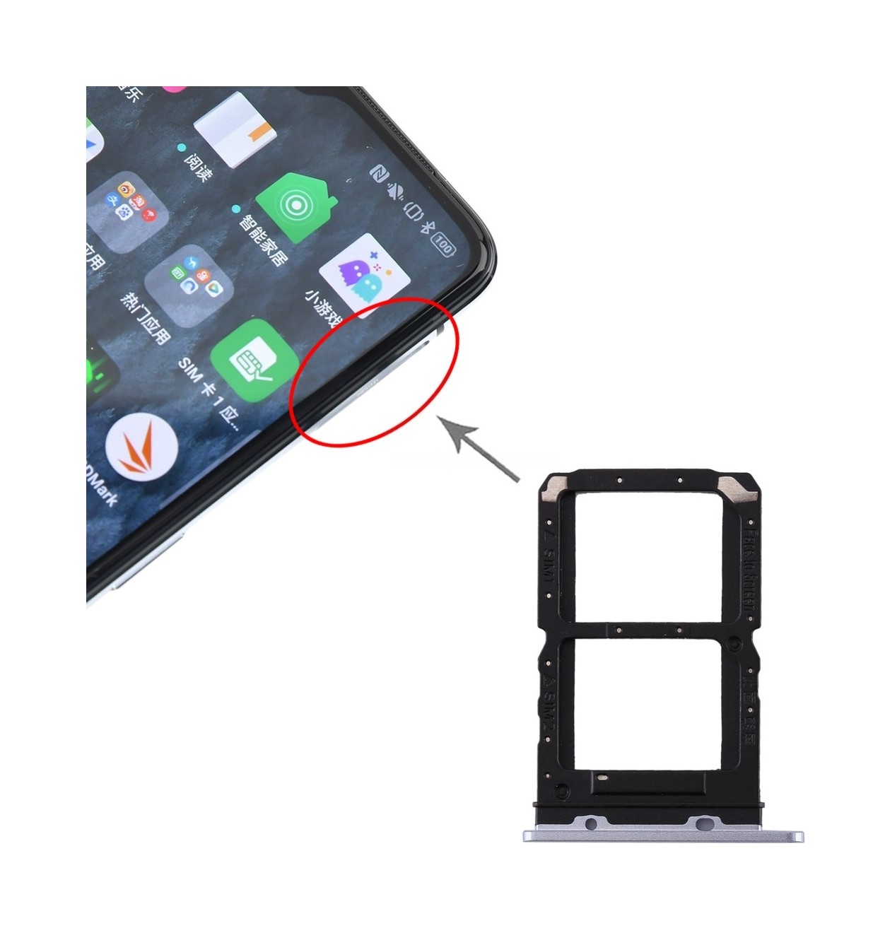 For Realme X2 Pro SIM Card Tray + SIM Card Tray (Silver)