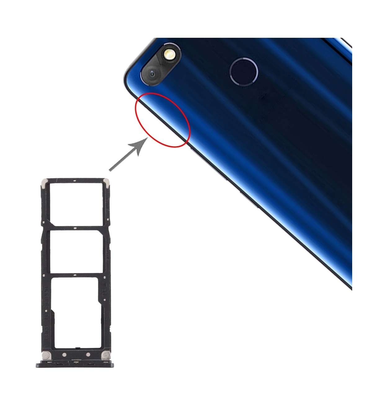 For Infinix Note 5 X604 SIM Card Tray + SIM Card Tray + Micro SD Card Tray (Black)