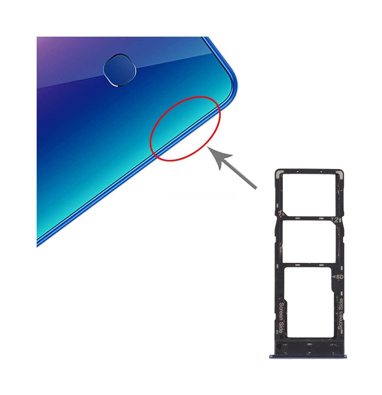 For Infinix X627 Smart 3 Plus SIM Card Tray + SIM Card Tray + Micro SD Card Tray (Blue)