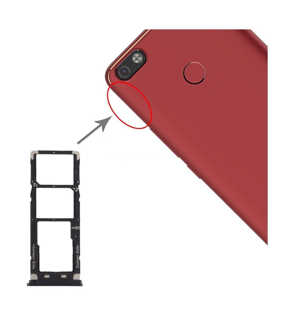 For Tecno Camon X Pro CA8 SIM Card Tray + SIM Card Tray + Micro SD Card Tray (Black)