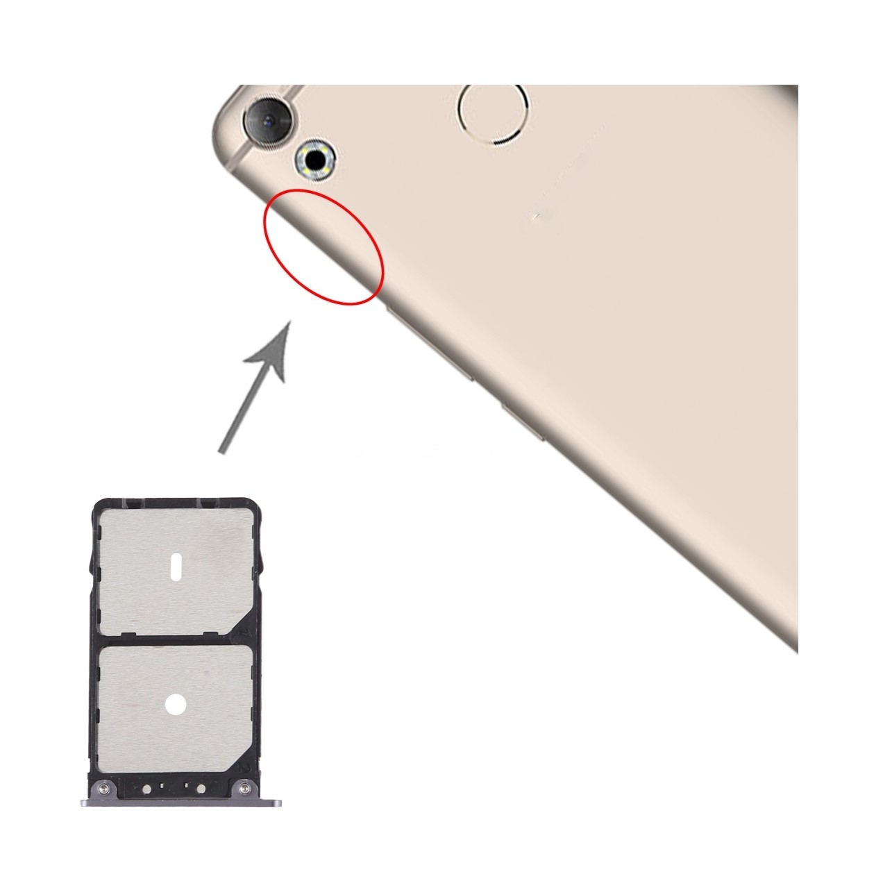 For Tecno Camon CX C10 SIM Card Tray + SIM Card Tray (Grey)