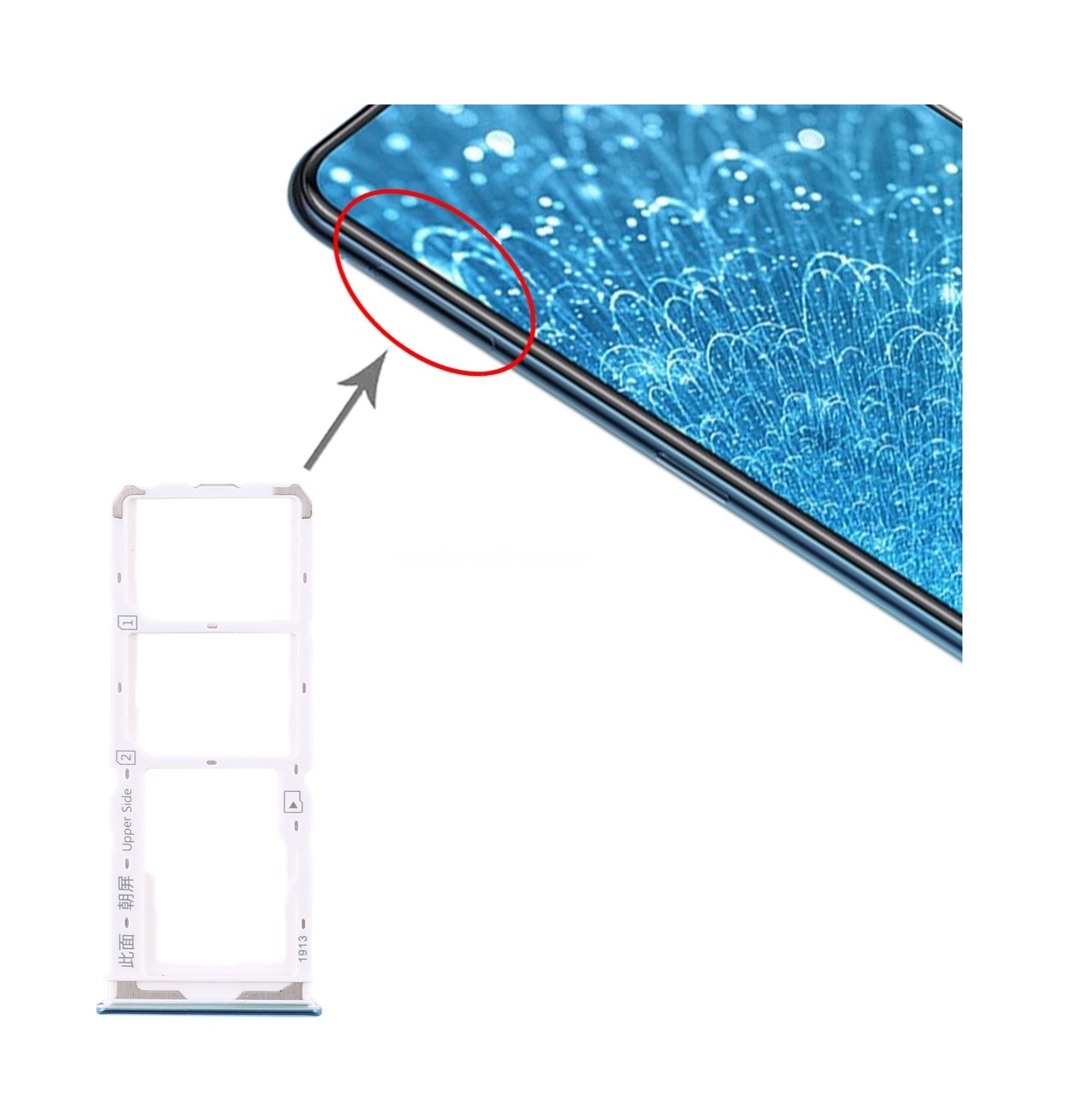 For Vivo Y7s SIM Card Tray + SIM Card Tray + Micro SD Card Tray (Blue)