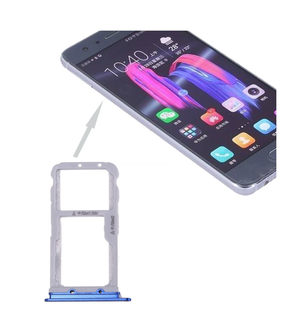 For Huawei Honor 9 SIM Card Tray & SIM / Micro SD Card Tray(Blue)