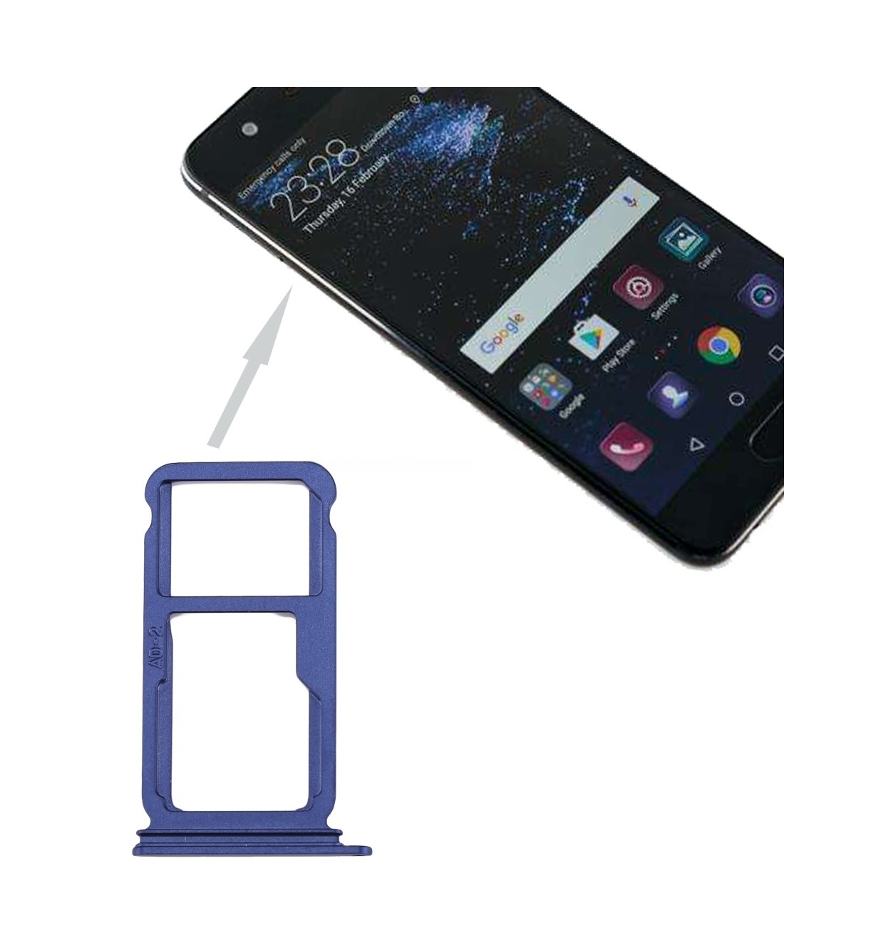 For Huawei P10 Plus SIM Card Tray & SIM / Micro SD Card Tray(Blue)