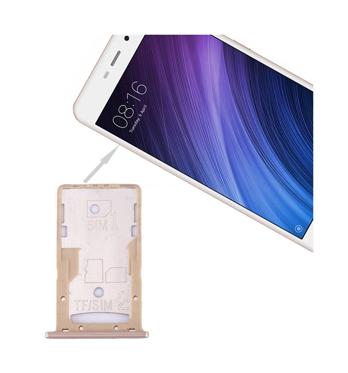 For Xiaomi Redmi 4A SIM & SIM / TF Card Tray(Gold)