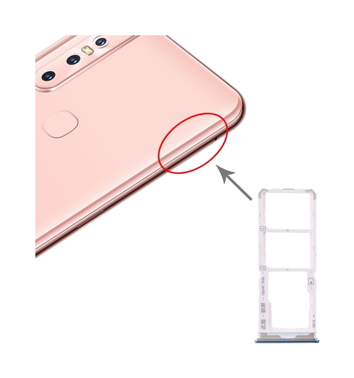 For Vivo Y7s SIM Card Tray + SIM Card Tray + Micro SD Card Tray (Green)