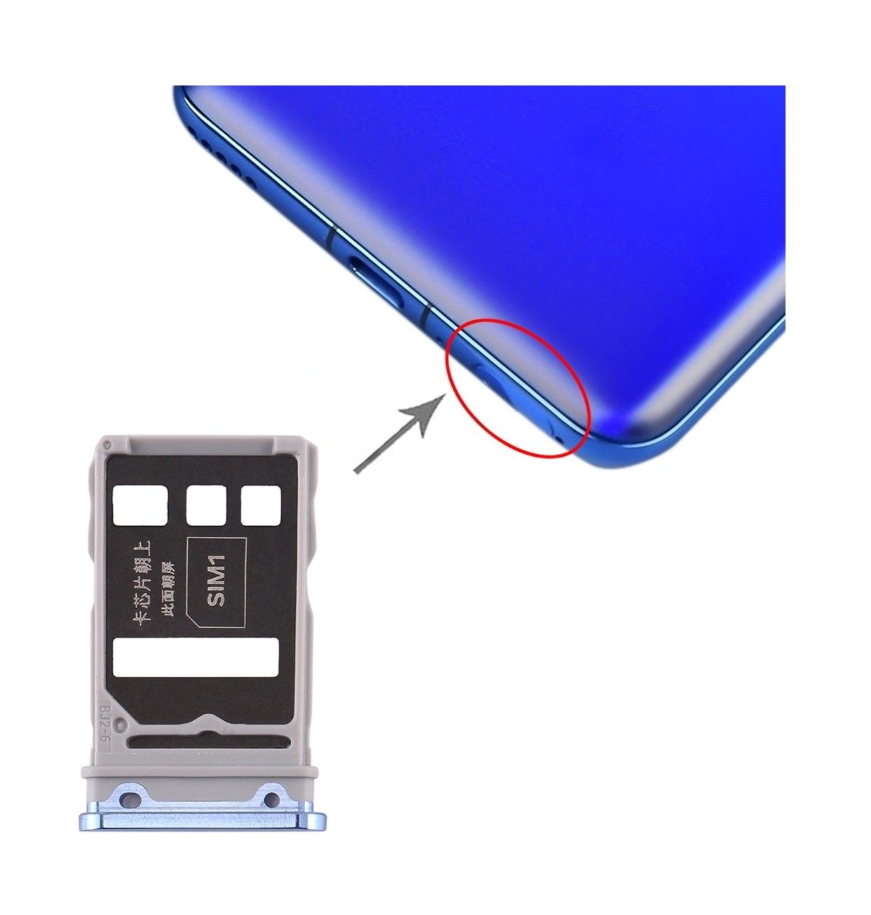 SIM Card Tray + SIM Card Tray for Huawei Honor V30 Pro / Honor V30 (Silver)