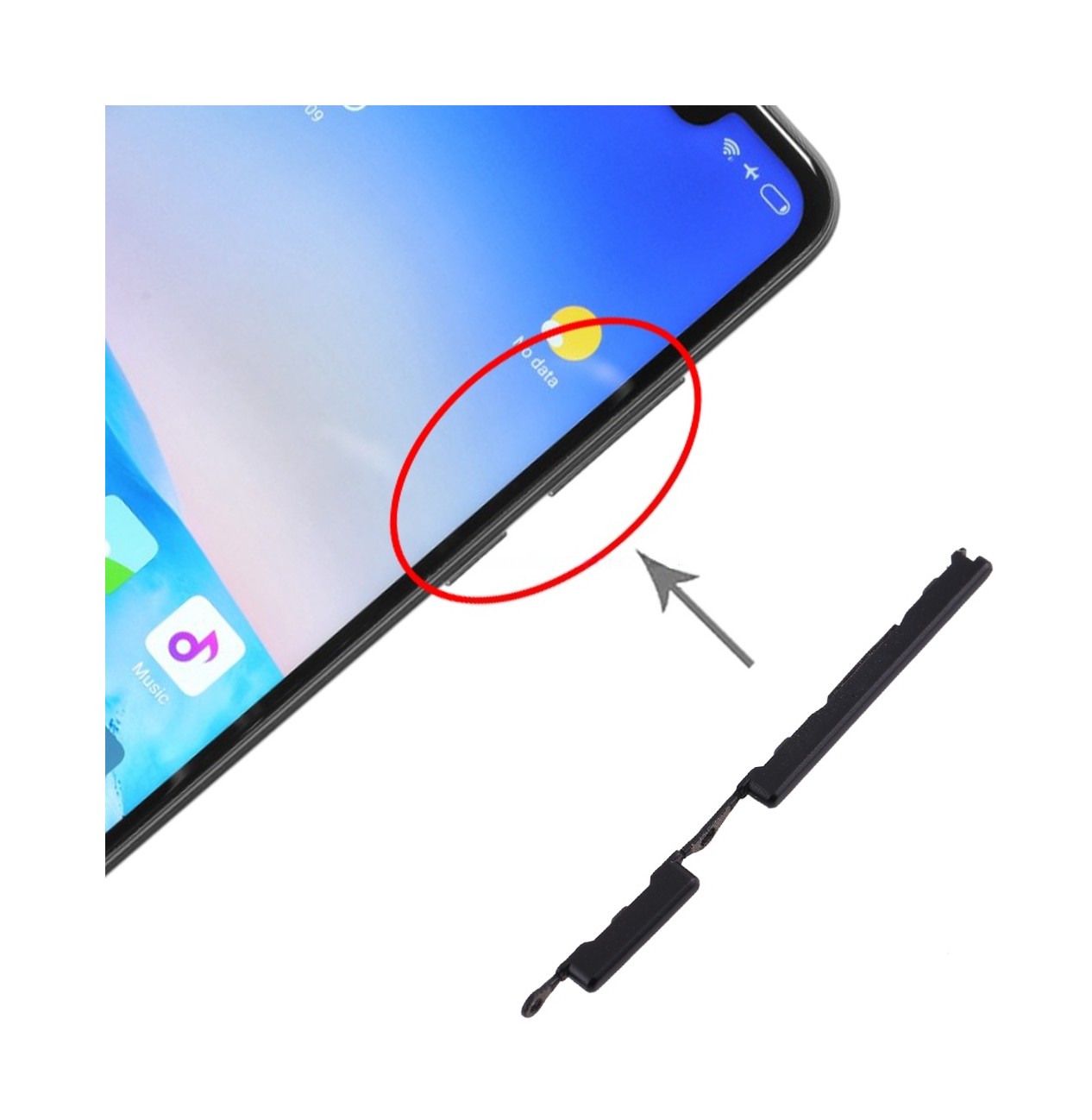 Side Keys for Xiaomi Redmi Note 6 Pro(Black)