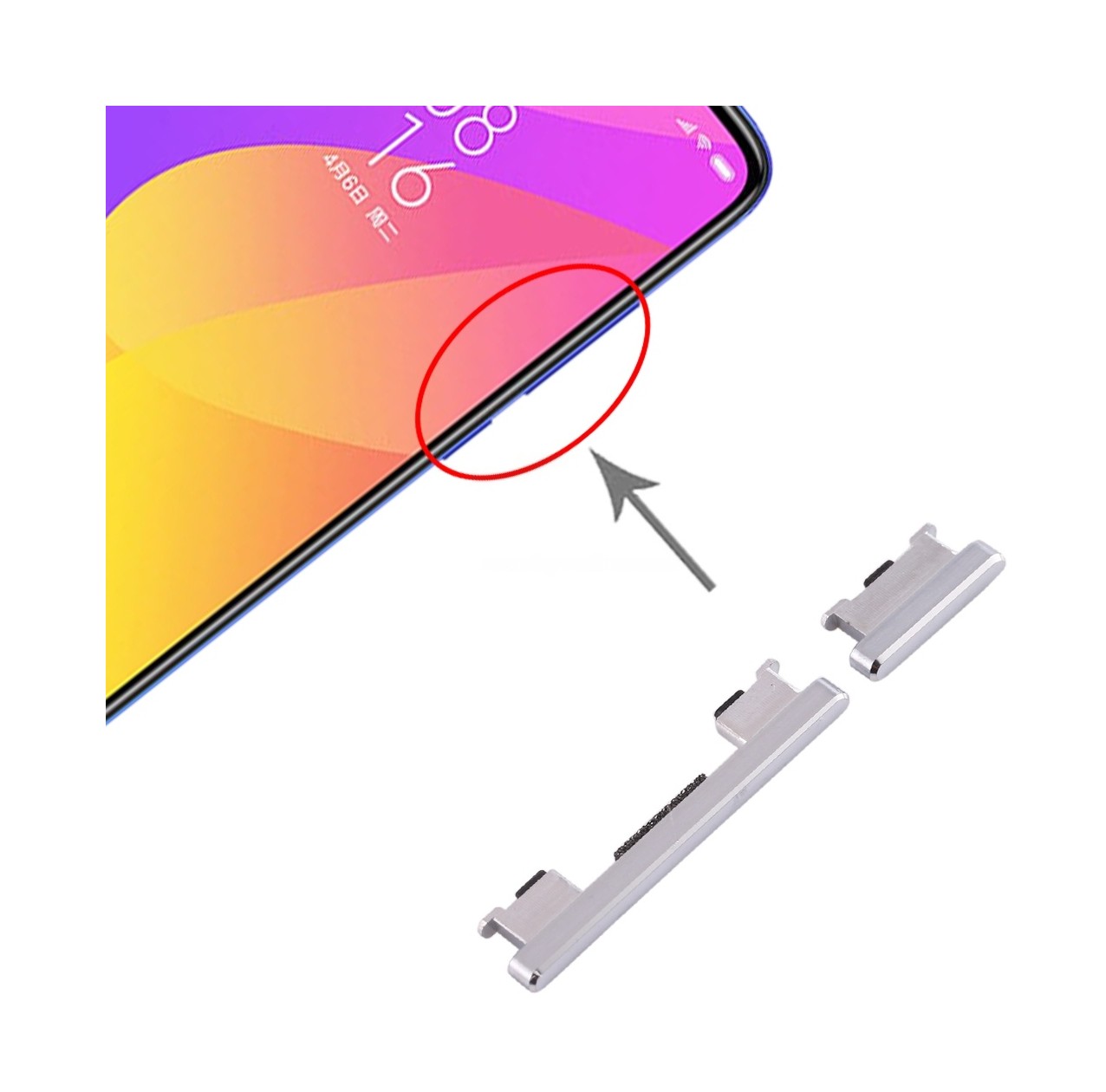 Side Keys for Xiaomi Mi CC9(Silver)