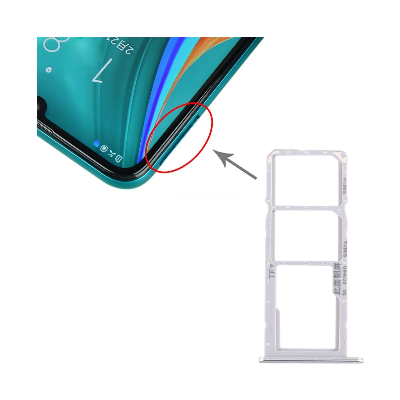 SIM Card Tray + SIM Card Tray + Micro SD Card Tray for Huawei Enjoy 10e / Honor Play 9A (Silver)