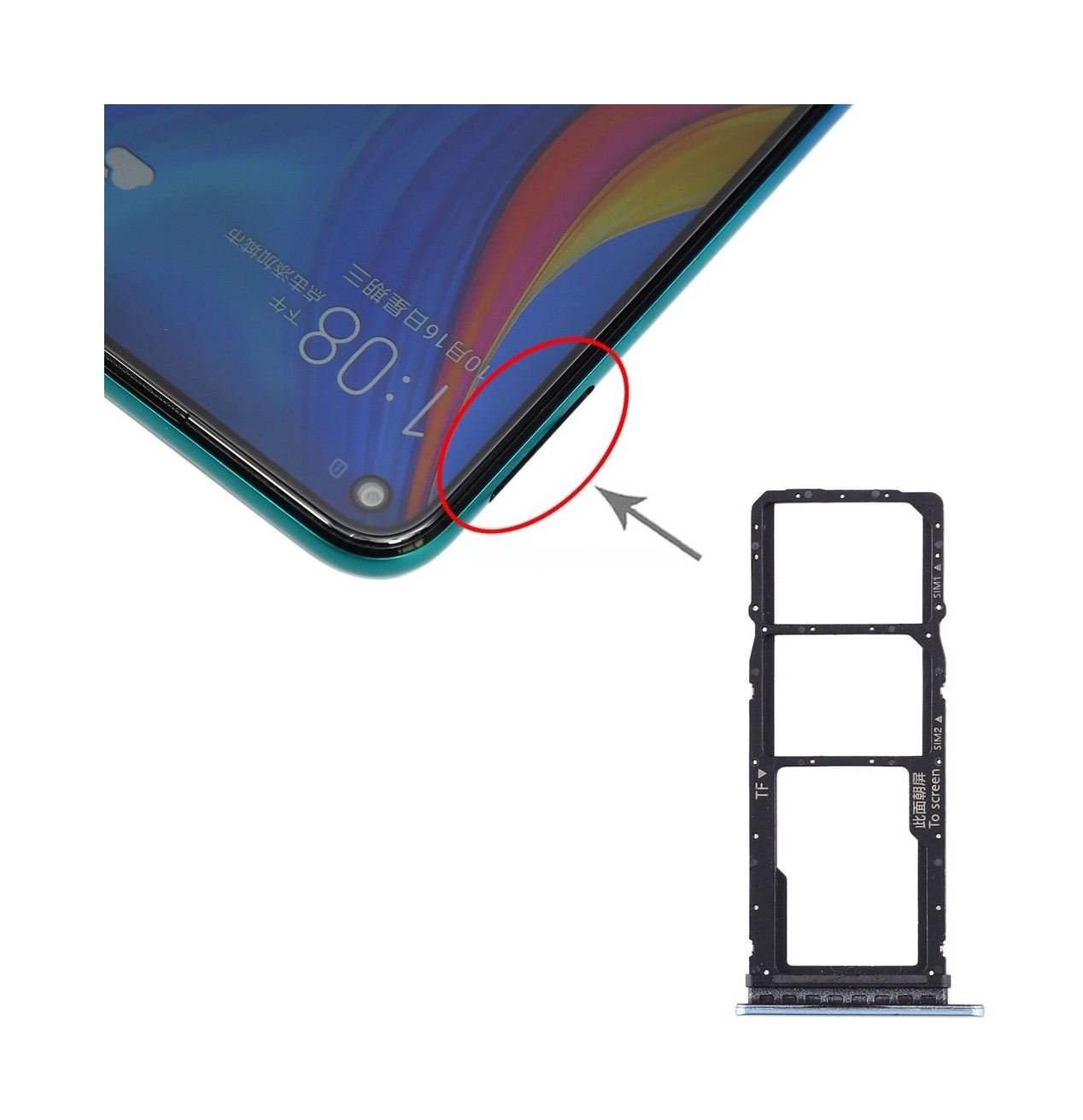SIM Card Tray + SIM Card Tray + Micro SD Card Tray for Huawei Enjoy 10 / Honor Play 3 (Blue)