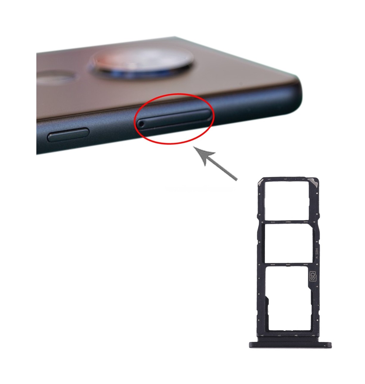 SIM Card Tray + SIM Card Tray + Micro SD Card Tray for Nokia 7.2 / 6.2 TA-1196 TA-1198 TA-1200 TA-1187 TA-1201(Black)