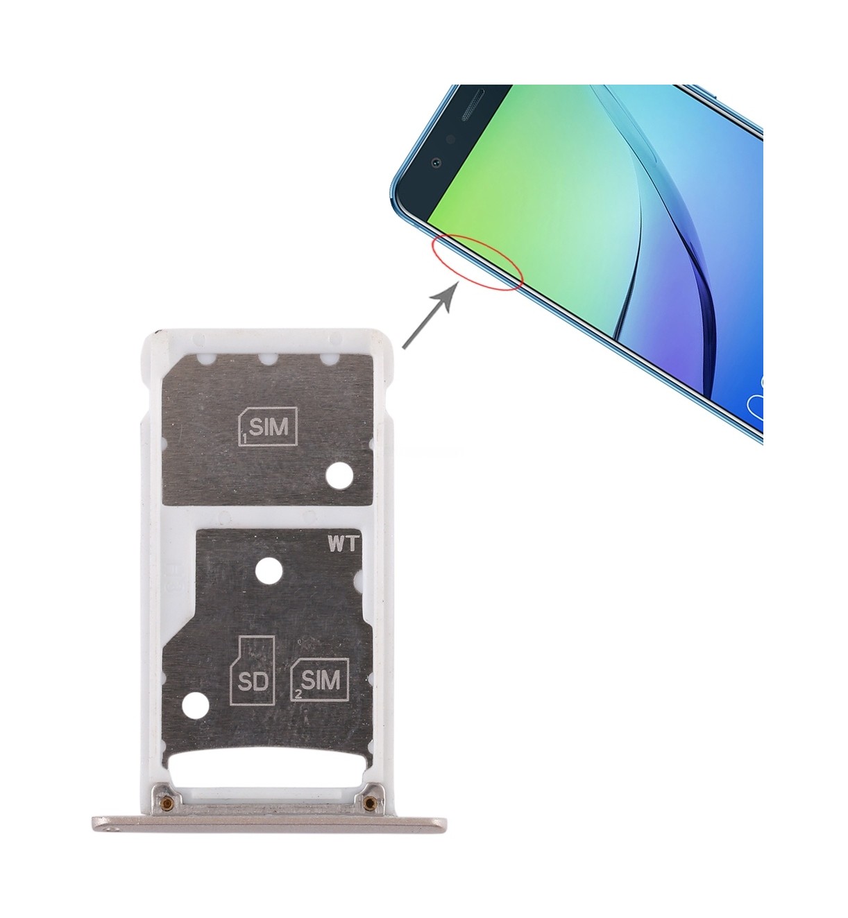 2 SIM Card Tray / Micro SD Card Tray for Huawei Enjoy 6 / AL00(Gold)