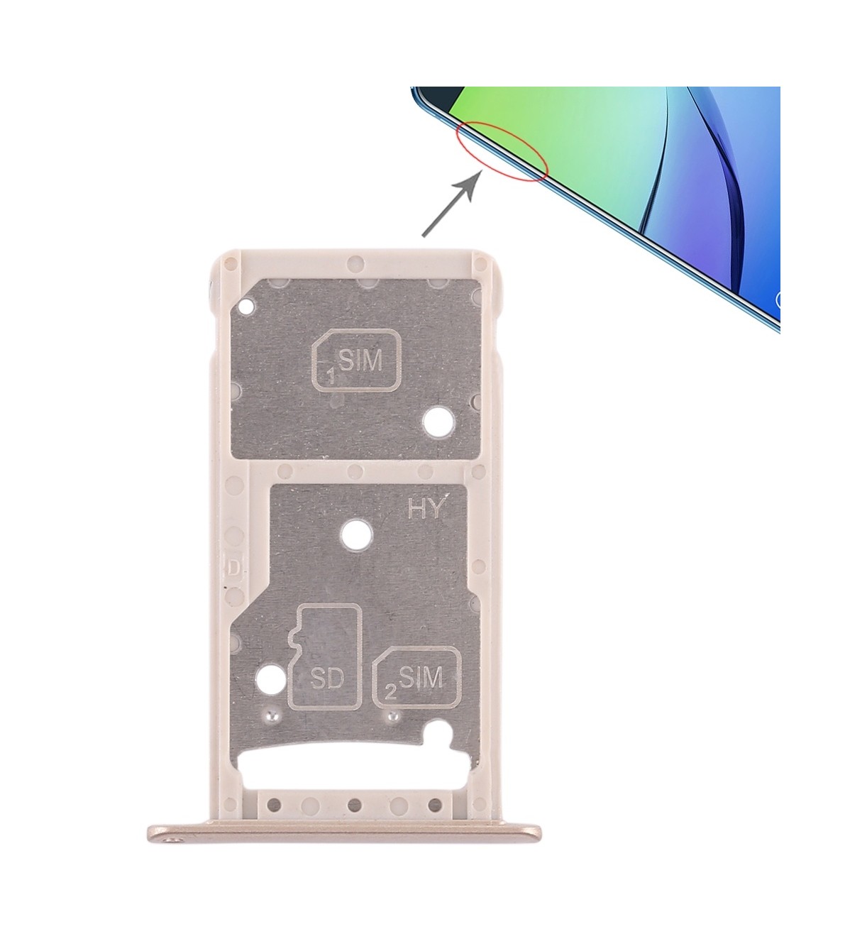 2 SIM Card Tray / Micro SD Card Tray for Huawei Enjoy 6 / AL10(Gold)