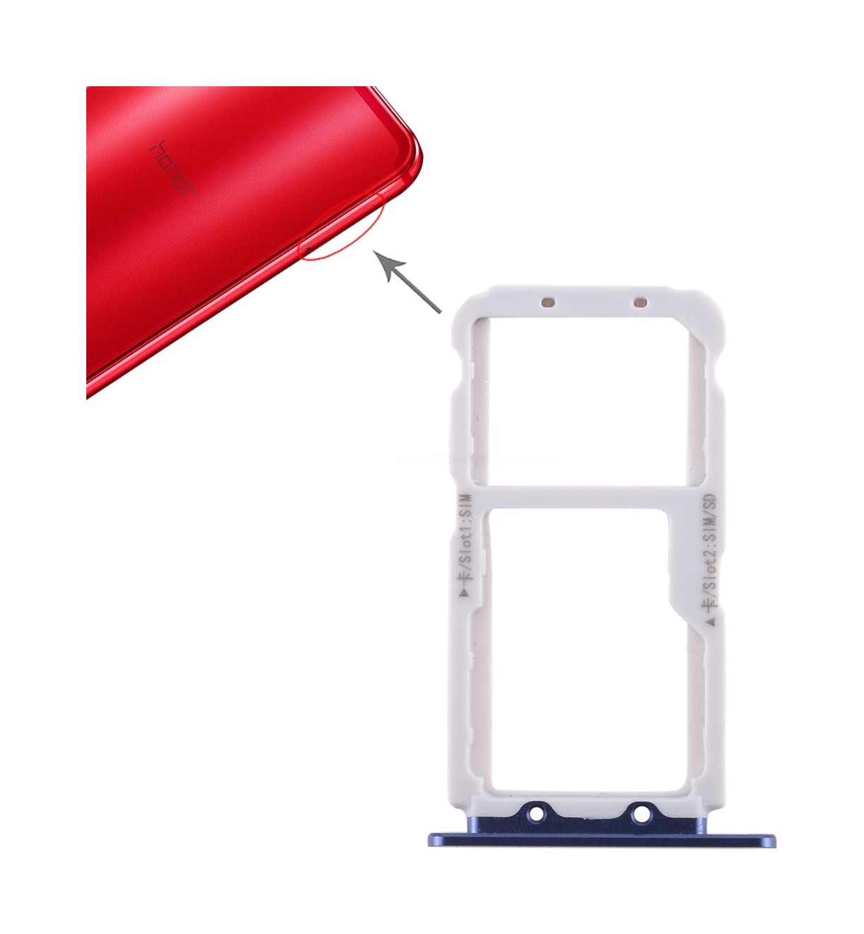 SIM Card Tray + SIM Card Tray / Micro SD Card for Huawei Honor View 10 / V10(Blue)