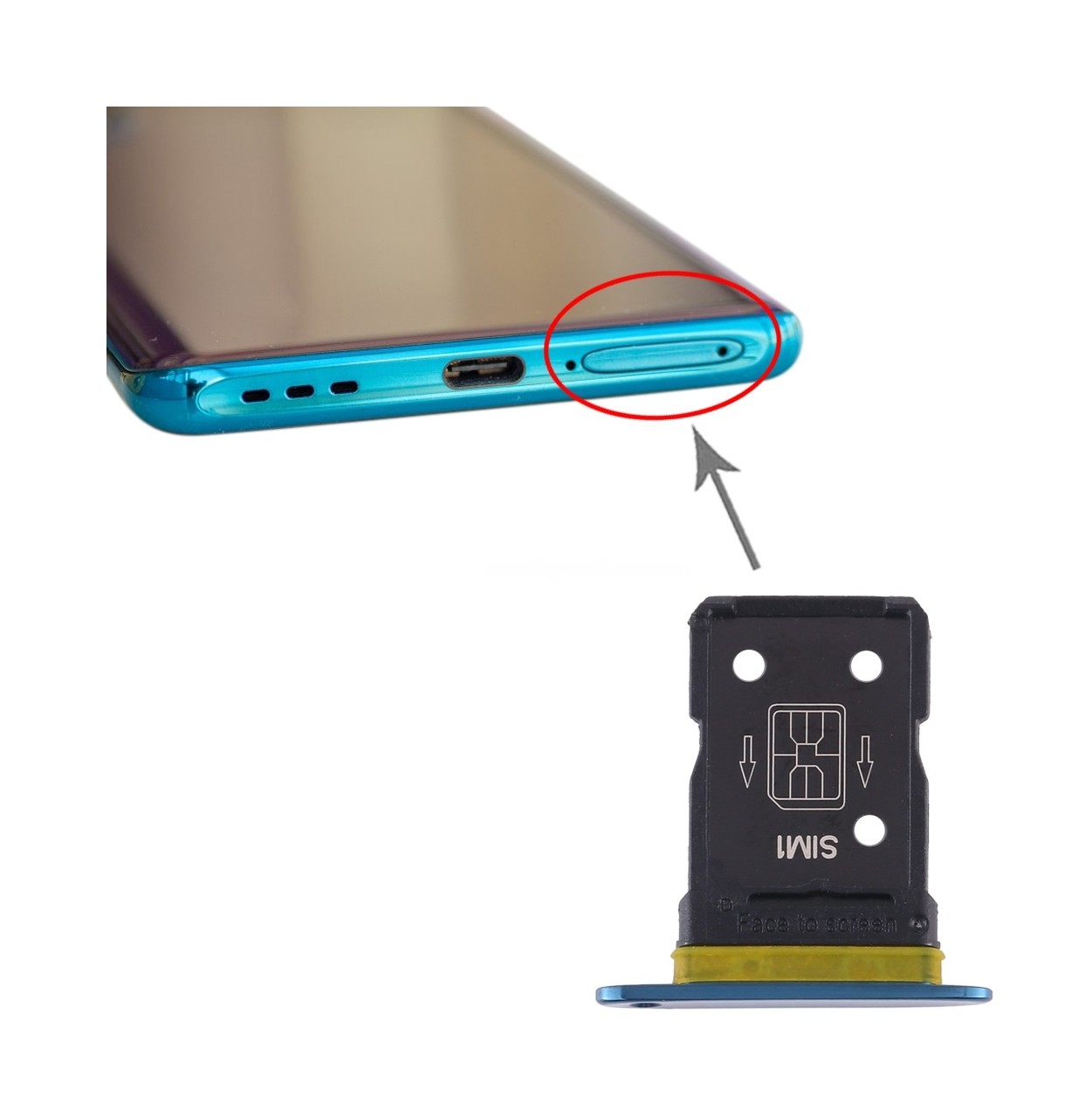 For OPPO Find X2 SIM Card Tray (Blue)