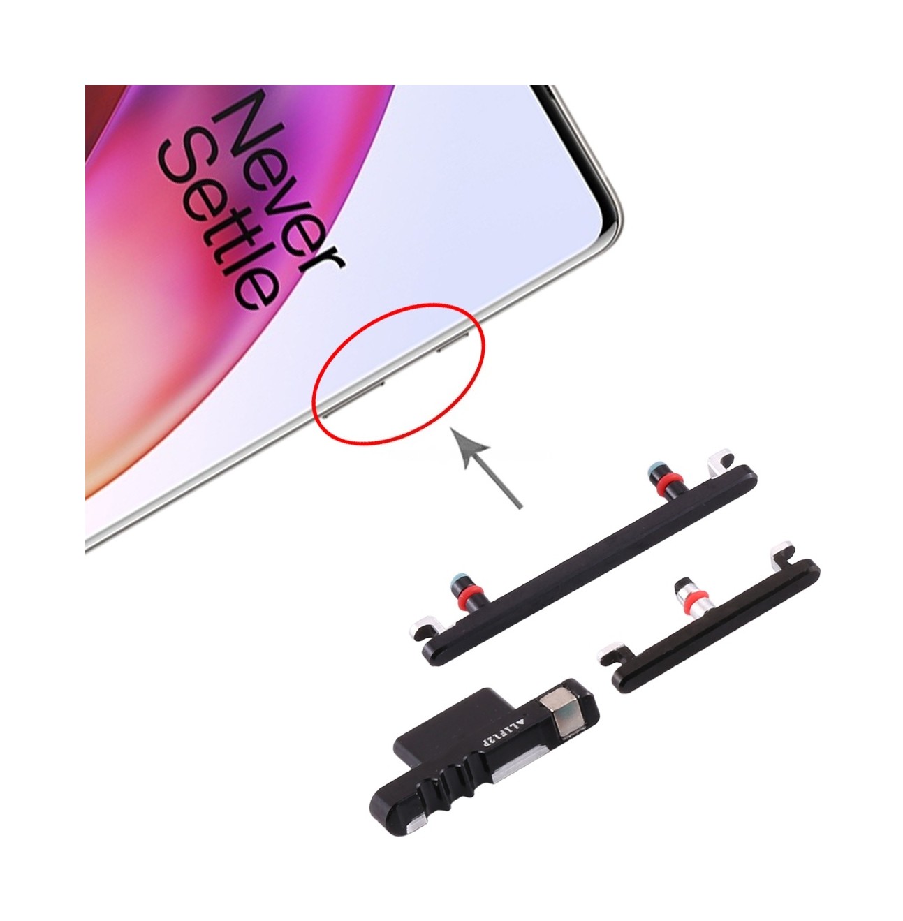 For OnePlus 8 Power Button and Volume Control Button (Black)