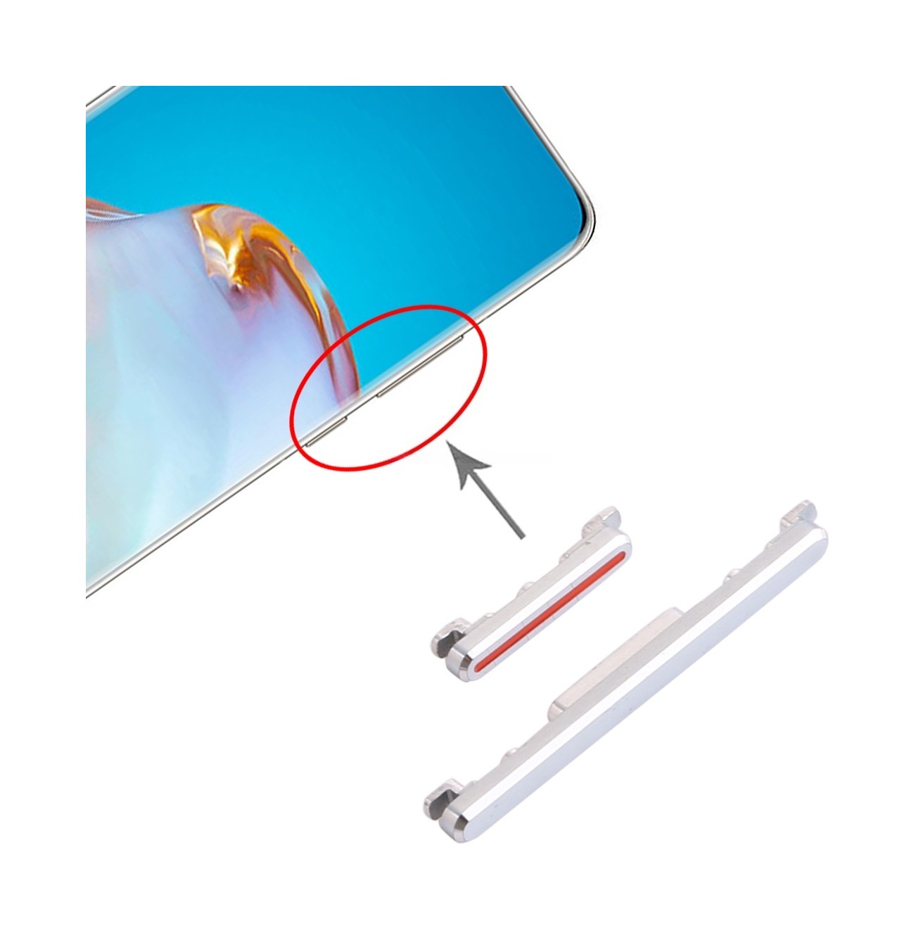 For Huawei P40 Pro Power Button and Volume Control Button (Silver)
