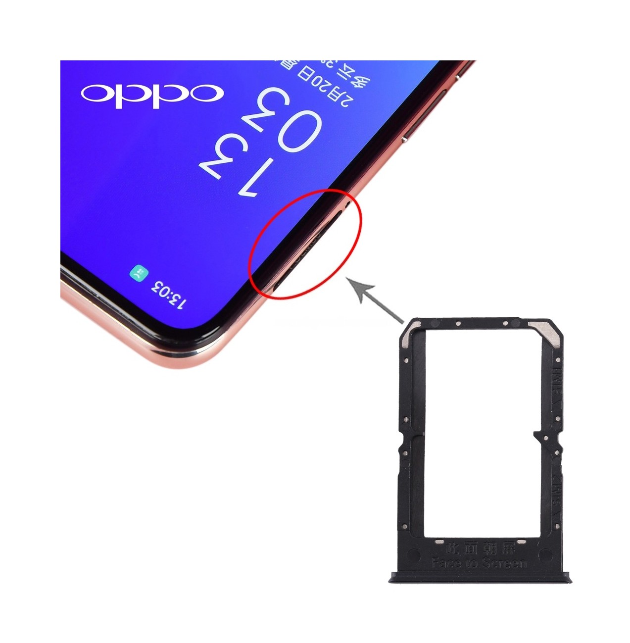 For OPPO Reno3/K7 5G/Find X2 Lite SIM Card Tray + SIM Card Tray(Black)