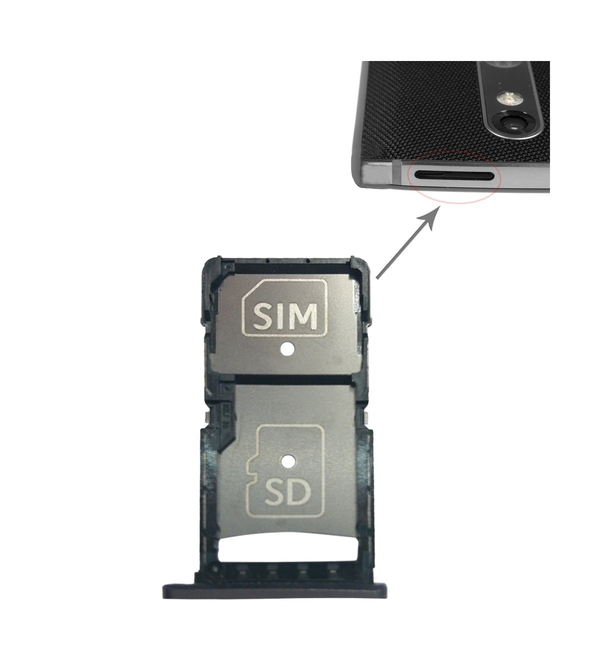SIM Card Tray + Micro SD Card Tray for Motorola Droid Turbo 2 / XT1585(Grey)