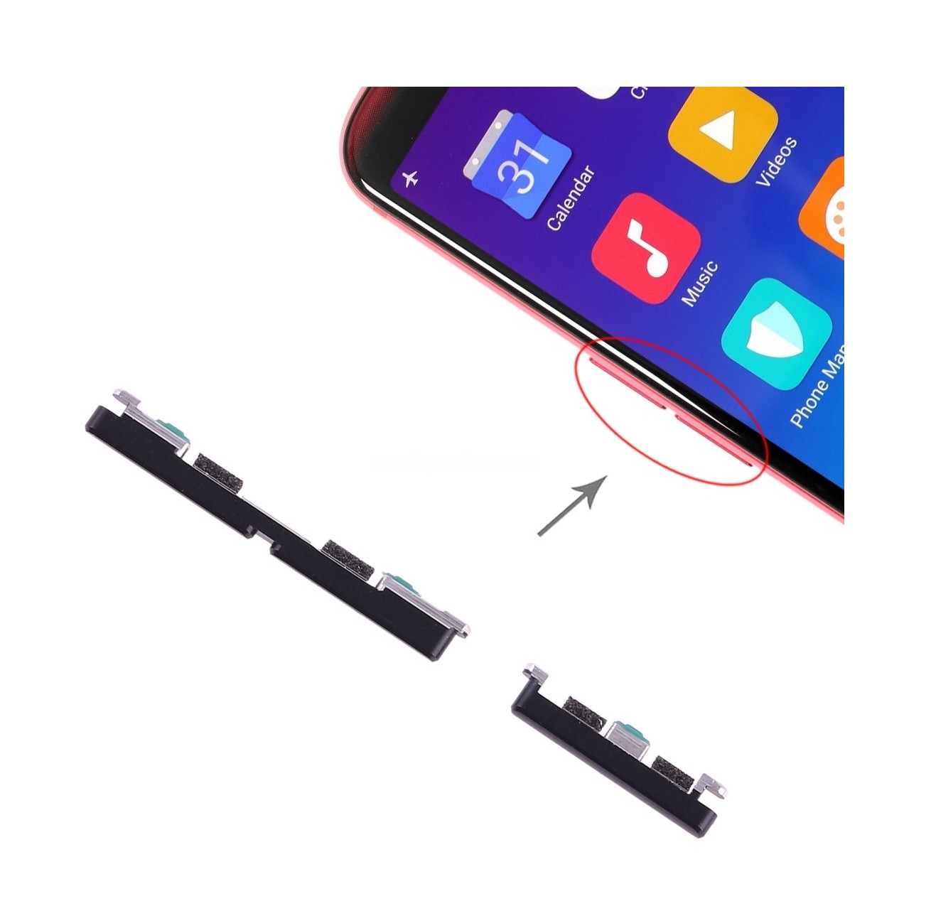 For OPPO R11s Side Keys(Black)