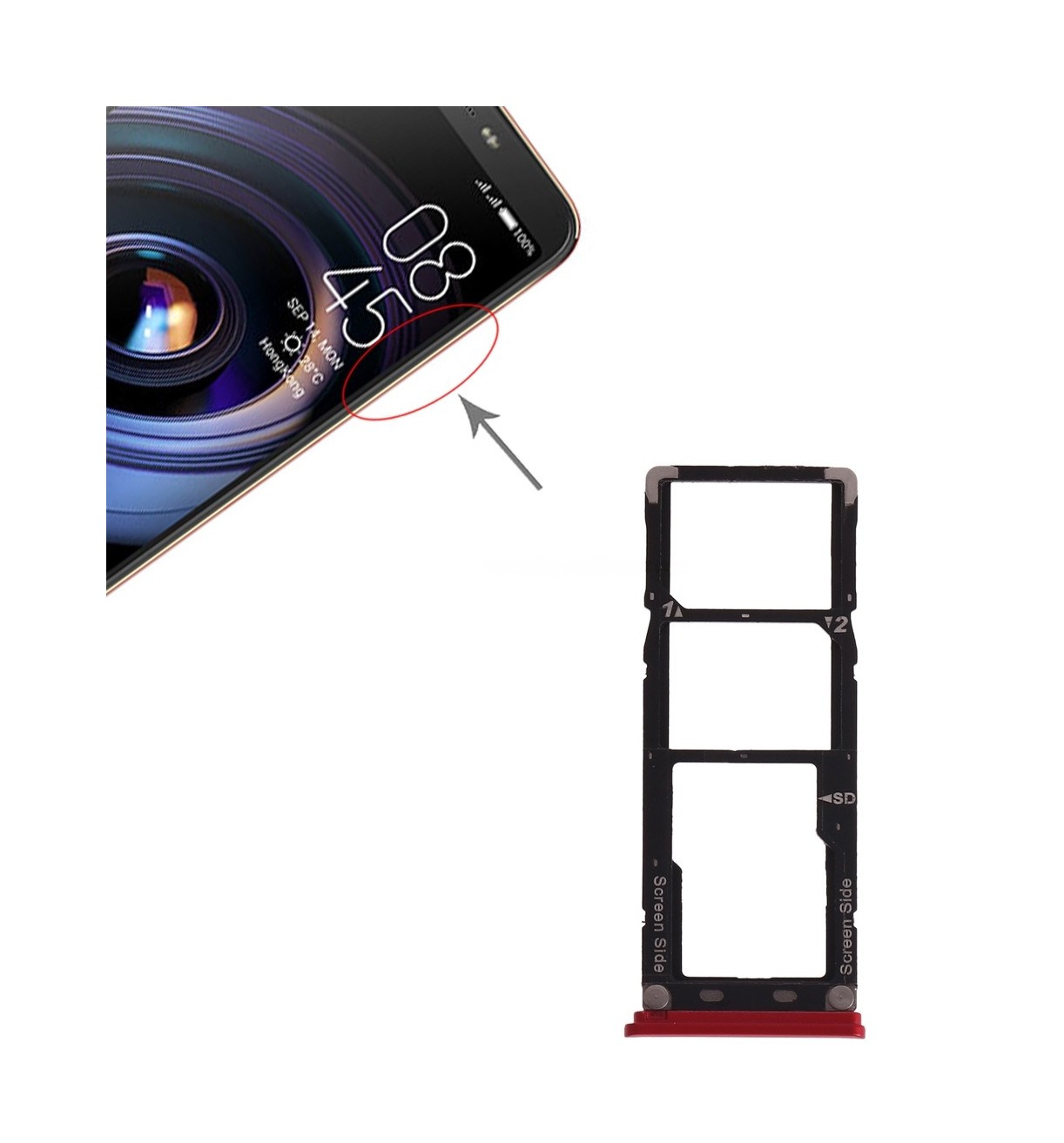 For Tecno Camon X Pro / Ca8 SIM Card Tray + SIM Card Tray + Micro SD Card Tray (Red)